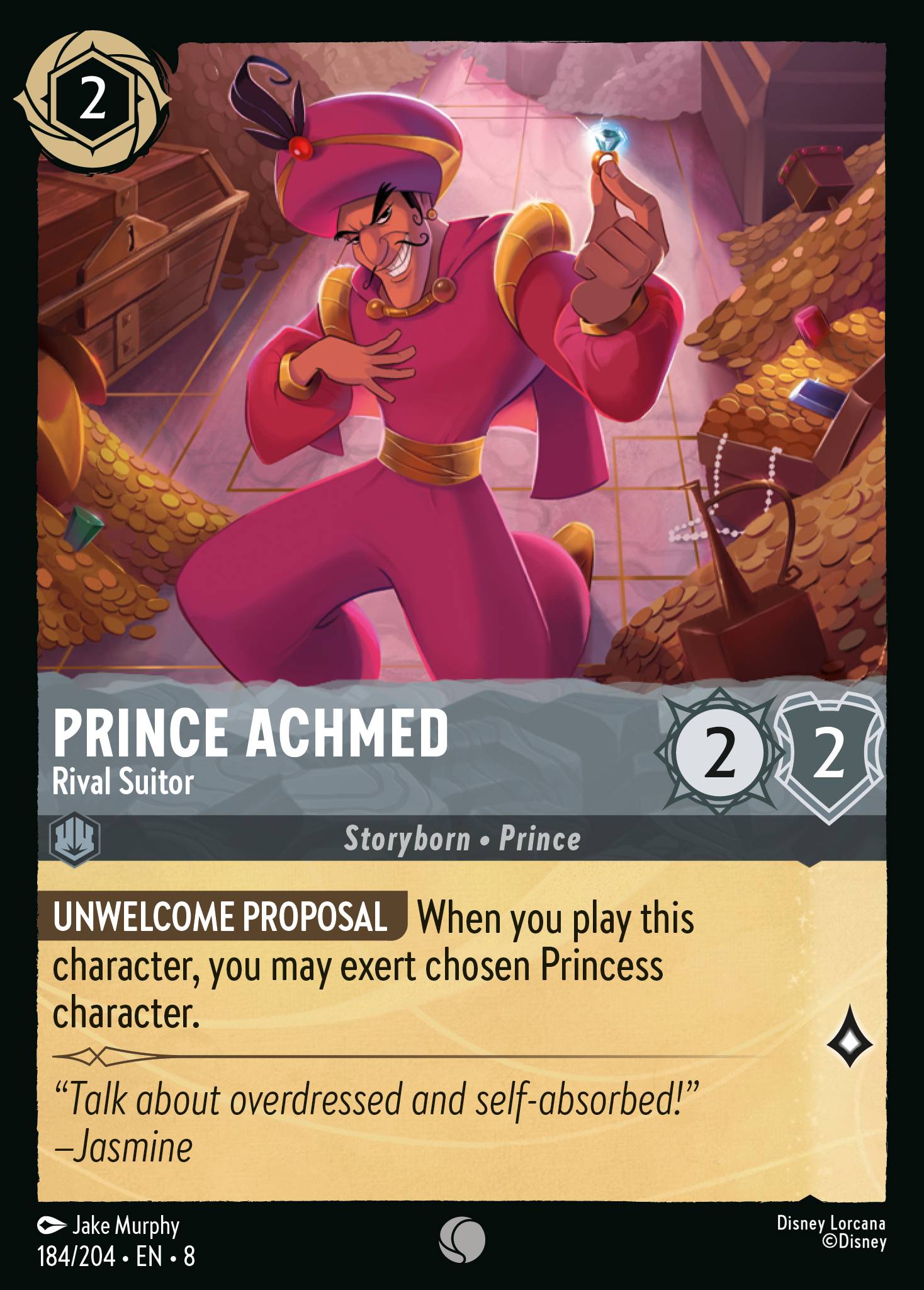 Disney Lorcana The Reign of Jafar card #184 - Prince Achmed - Rival Suitor (Cold Foil)