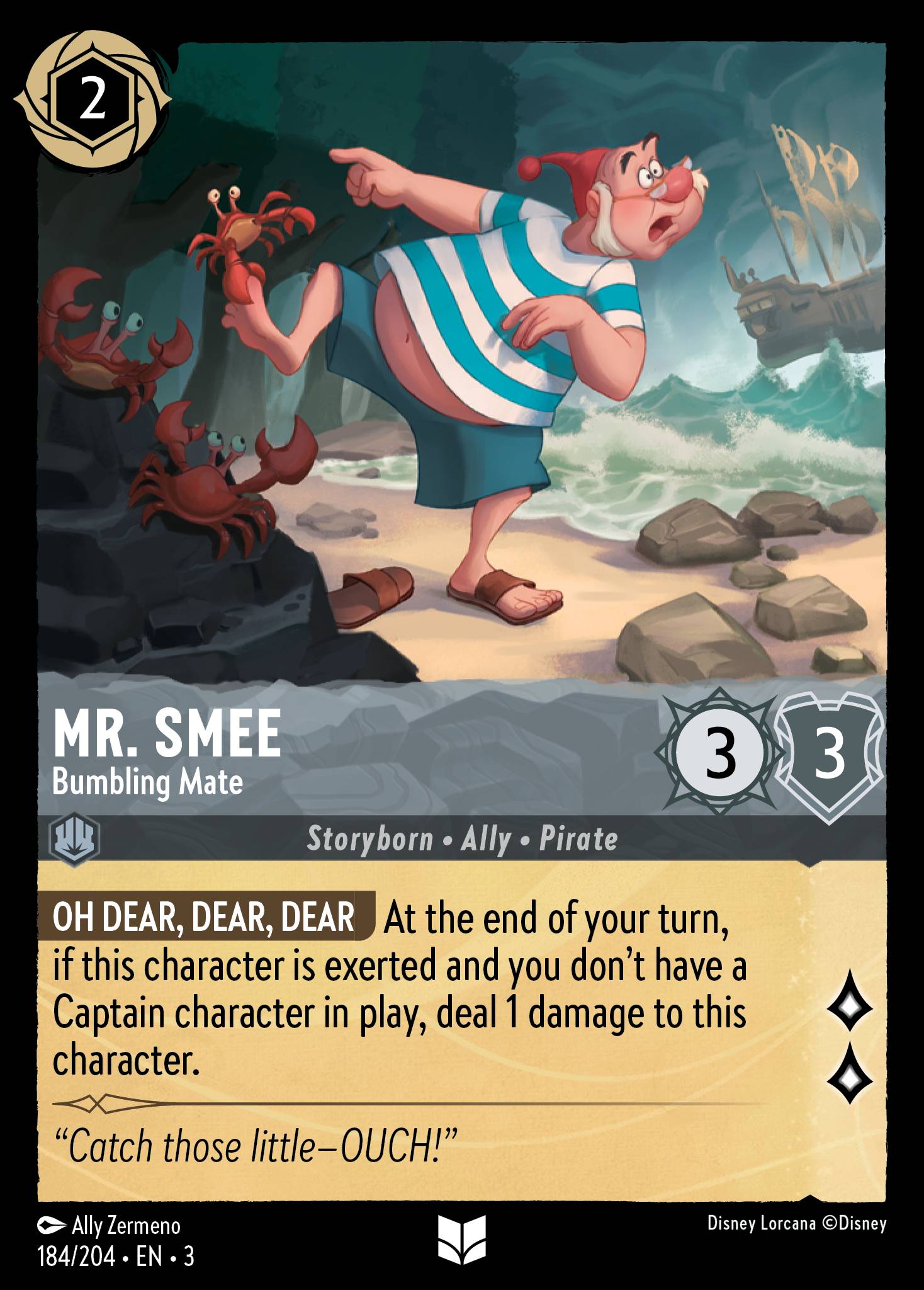 Disney Lorcana Into the Inklands card #184 - Mr. Smee - Bumbling Mate (Cold Foil)