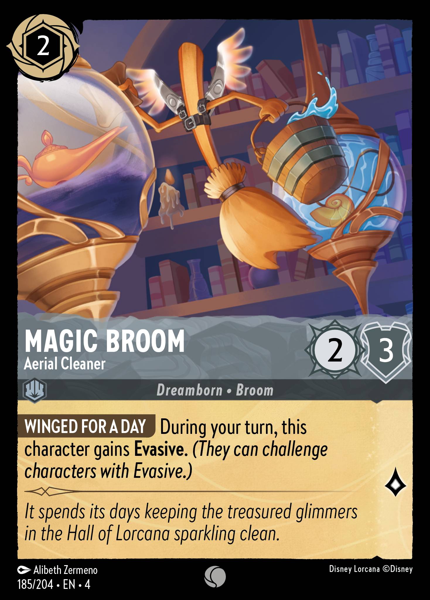 Disney Lorcana Ursula's Return card #185 - Magic Broom - Aerial Cleaner (Cold Foil)