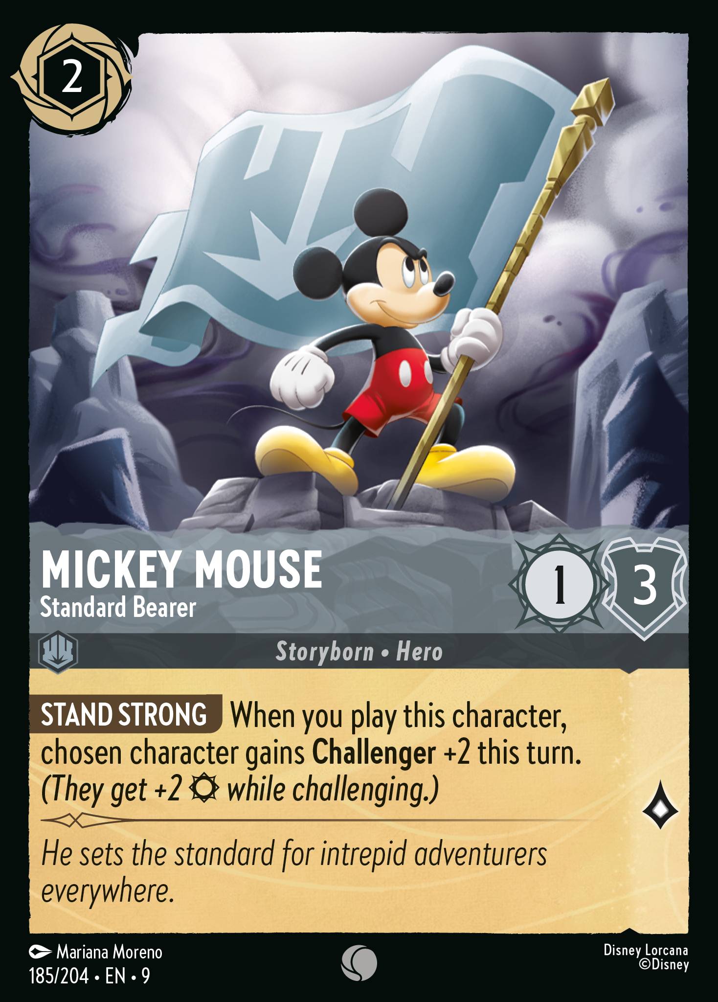 Disney Lorcana Fabled card #185 - Mickey Mouse - Standard Bearer (Non-Foil)