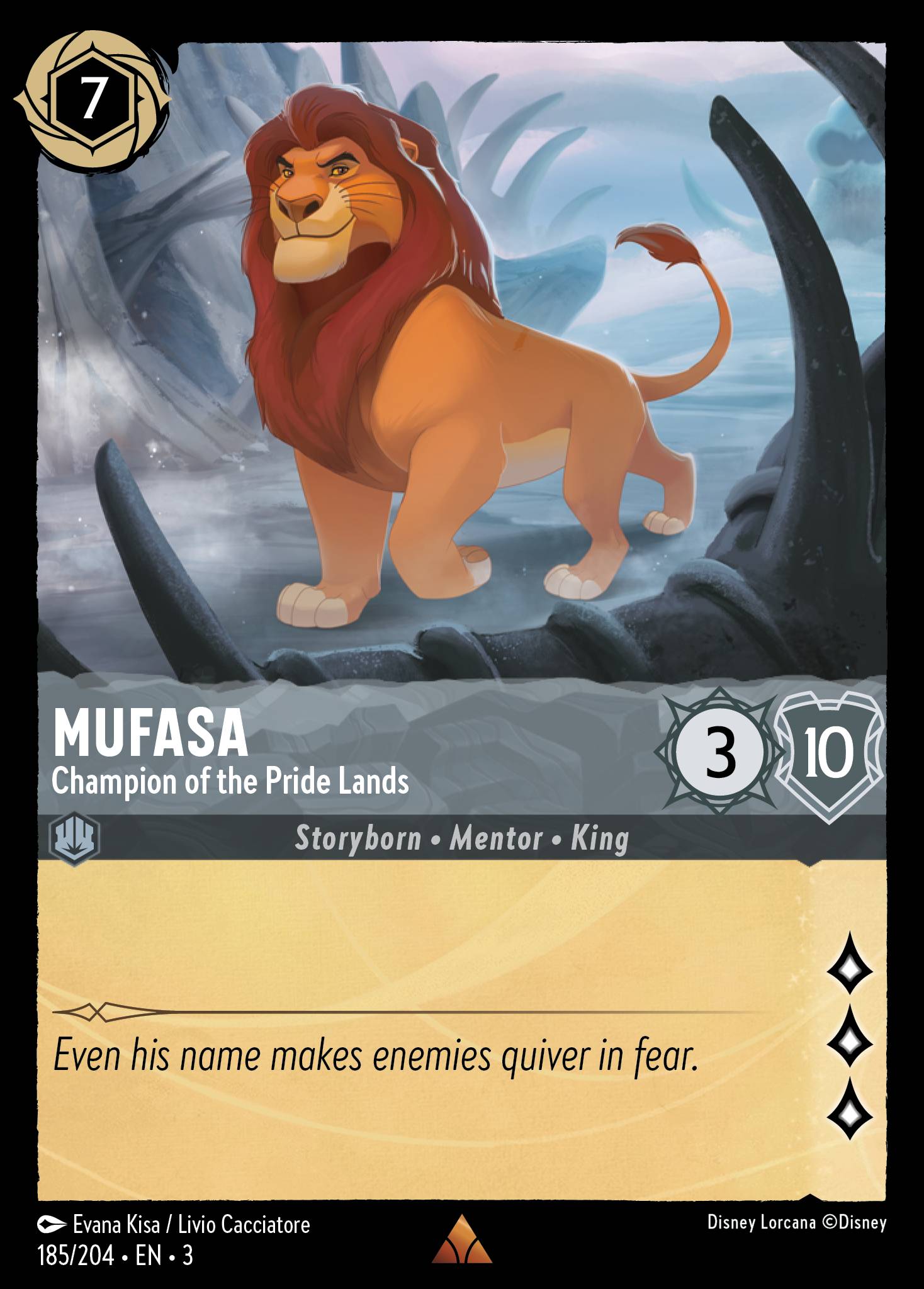 Disney Lorcana Into the Inklands card #185 - Mufasa - Champion of the Pride Lands (Cold Foil)
