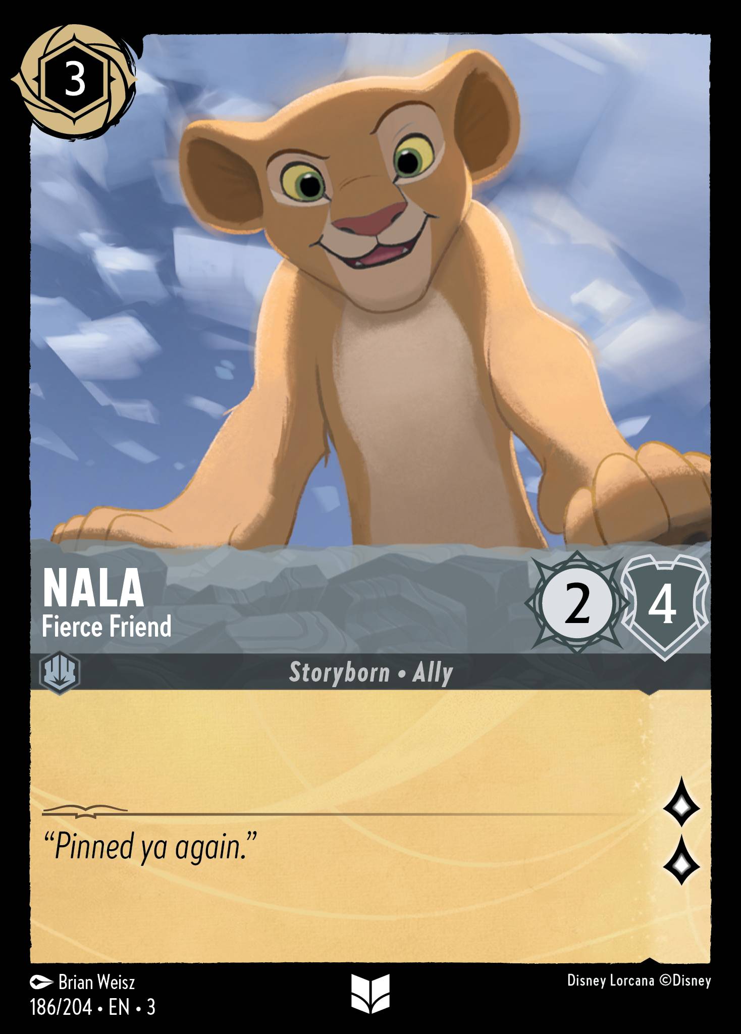 Disney Lorcana Into the Inklands card #186 - Nala - Fierce Friend (Cold Foil)