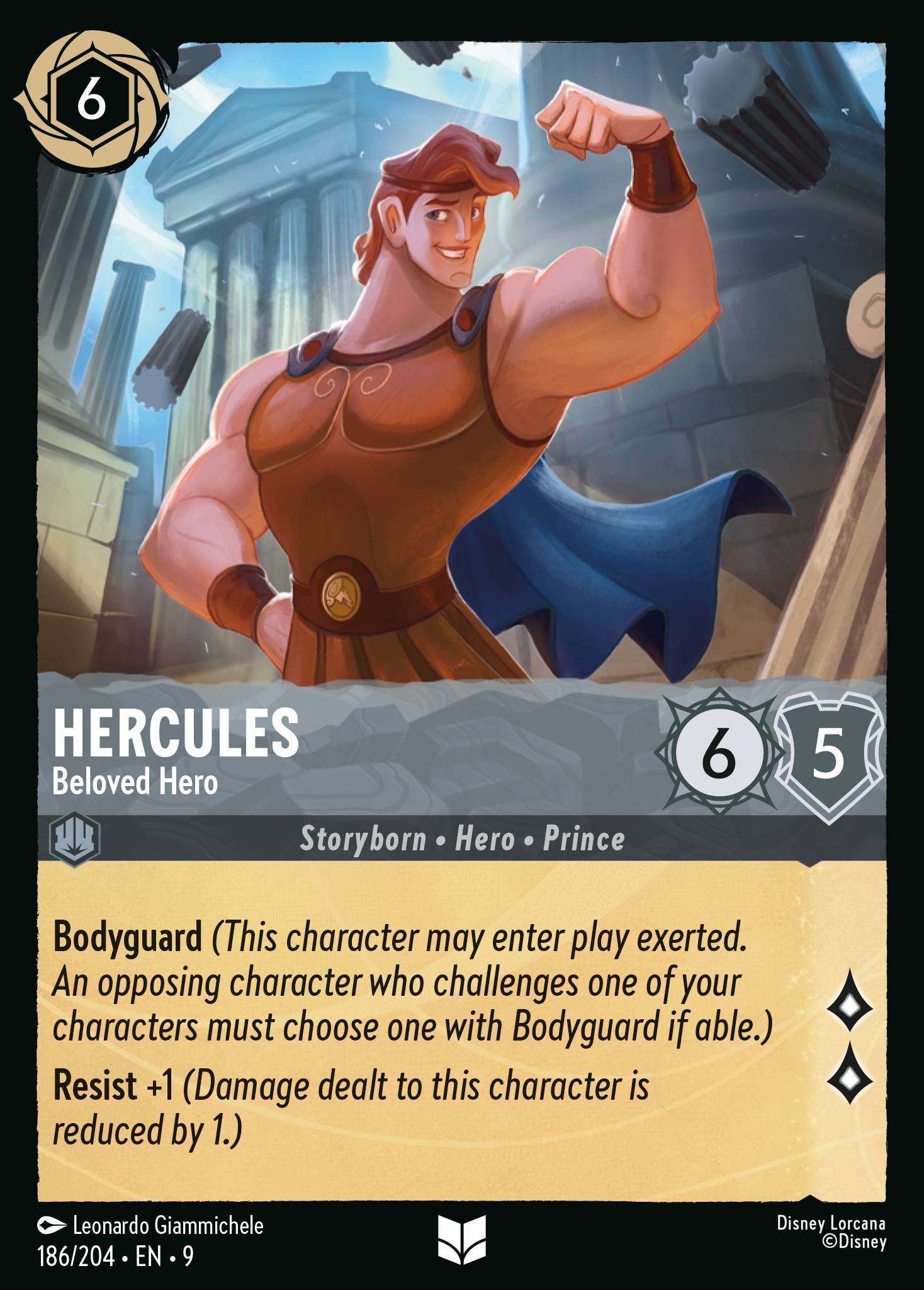 Disney Lorcana Fabled card #186 - Hercules - Beloved Hero (Non-Foil)