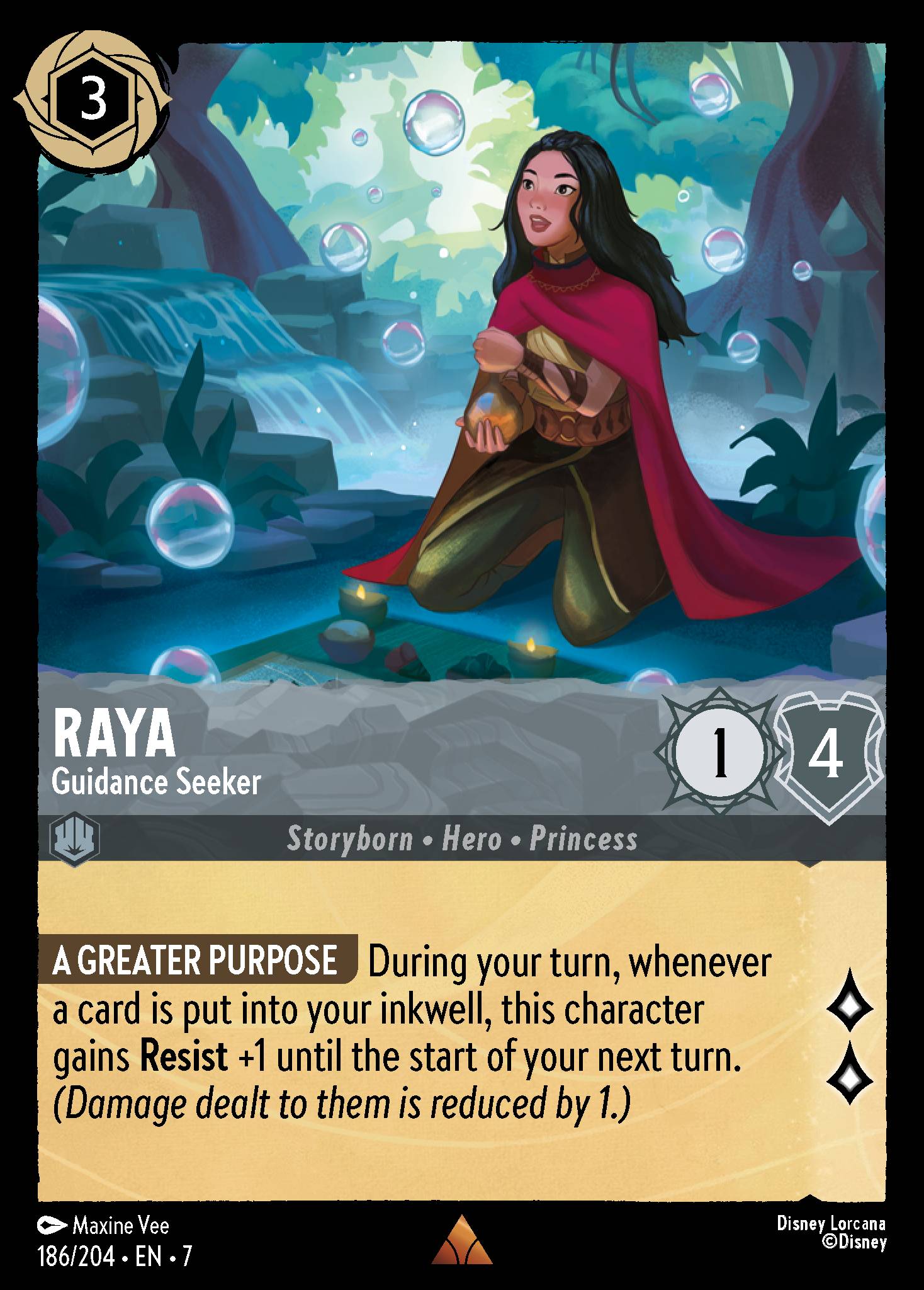 Disney Lorcana Archazia's Island card #186 - Raya - Guidance Seeker (Cold Foil)