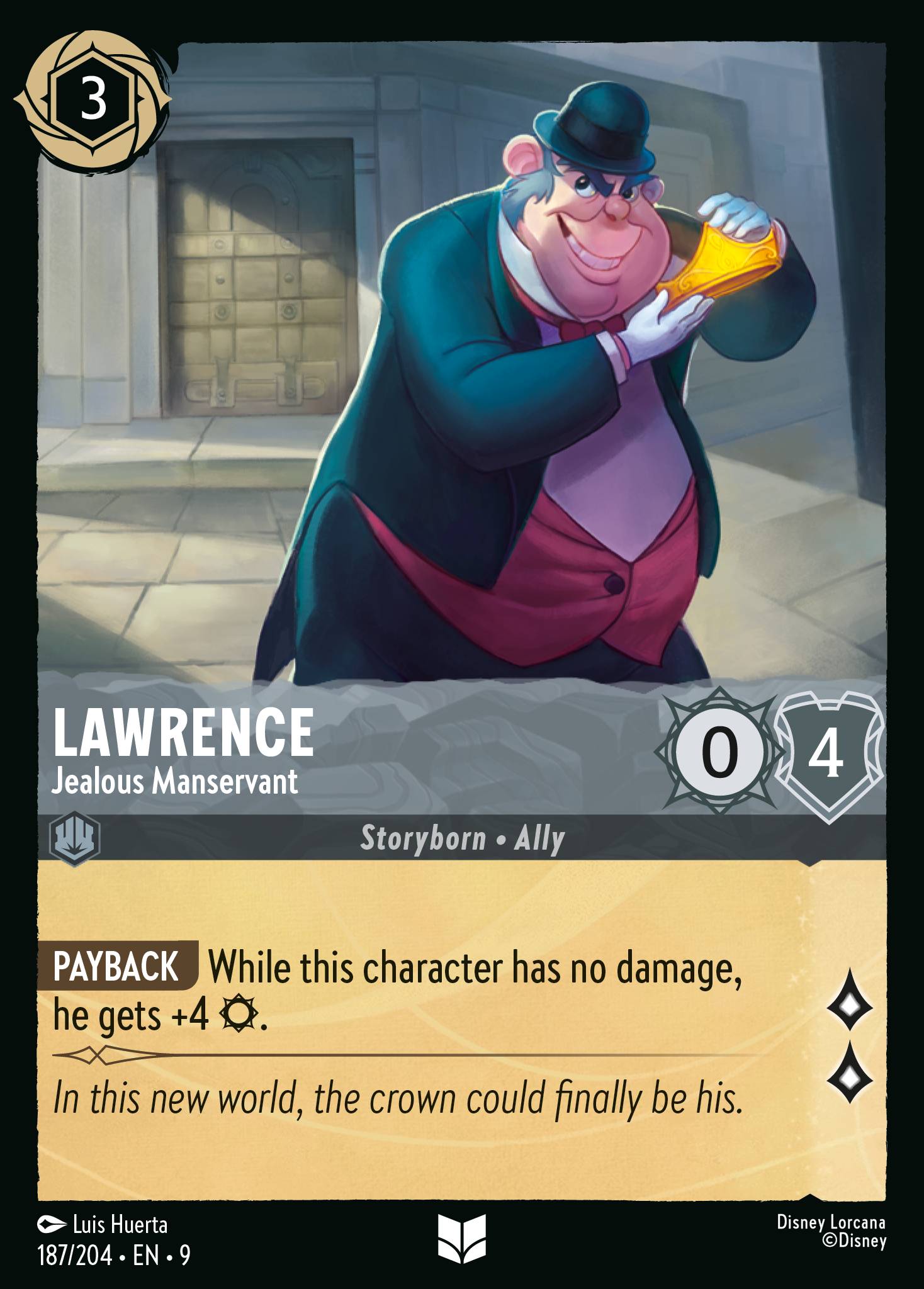 Disney Lorcana Fabled card #187 - Lawrence - Jealous Manservant (Non-Foil)