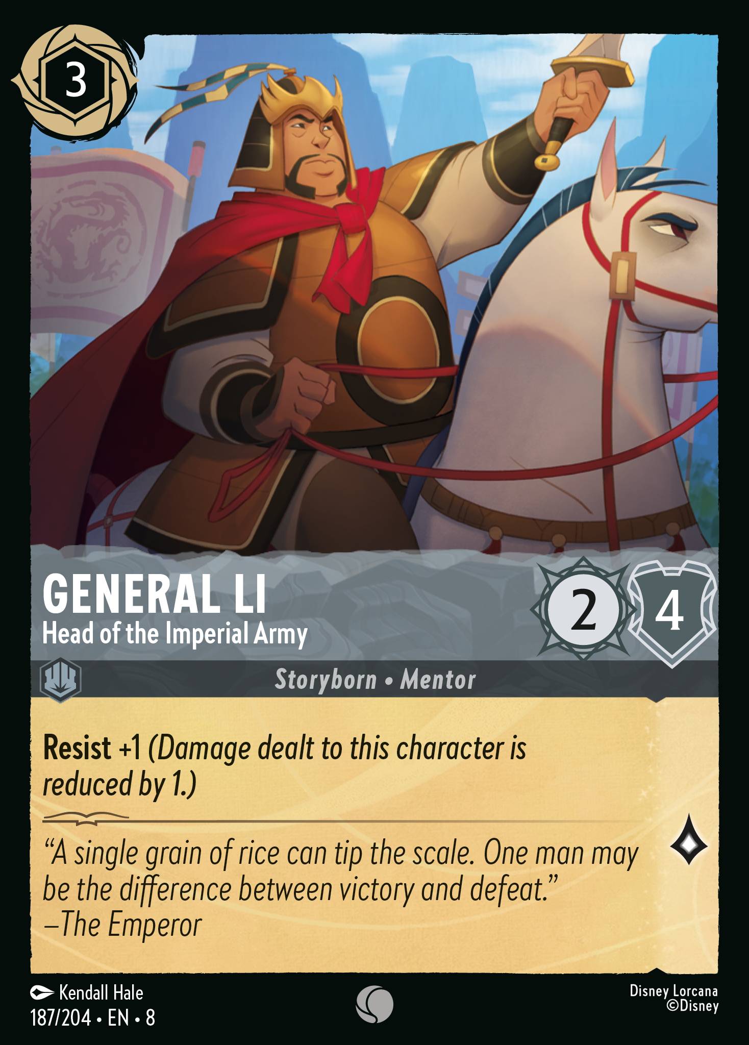Disney Lorcana The Reign of Jafar card #187 - General Li - Head of the Imperial Army (Cold Foil)