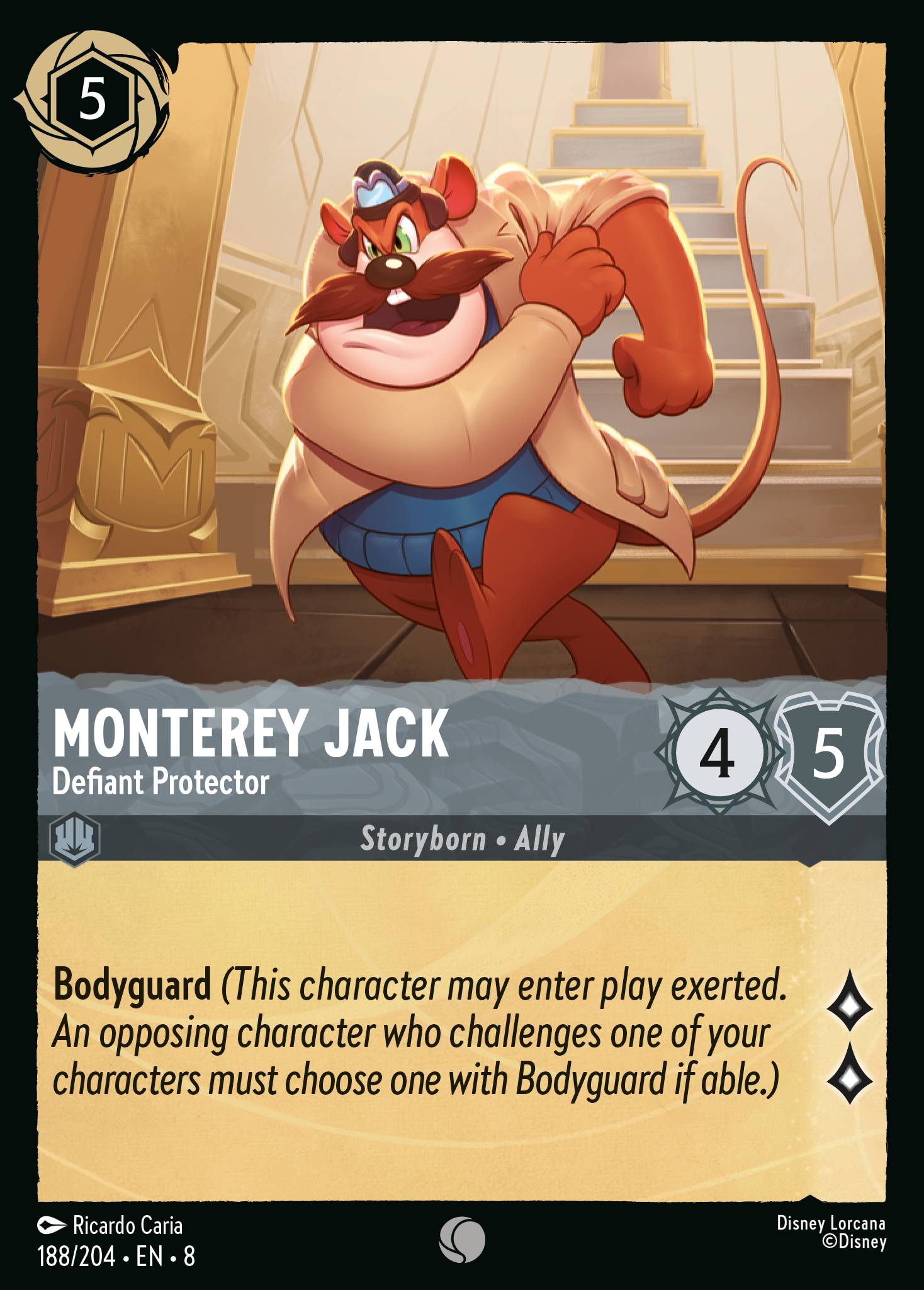 Disney Lorcana The Reign of Jafar card #188 - Monterey Jack - Defiant Protector (Cold Foil)