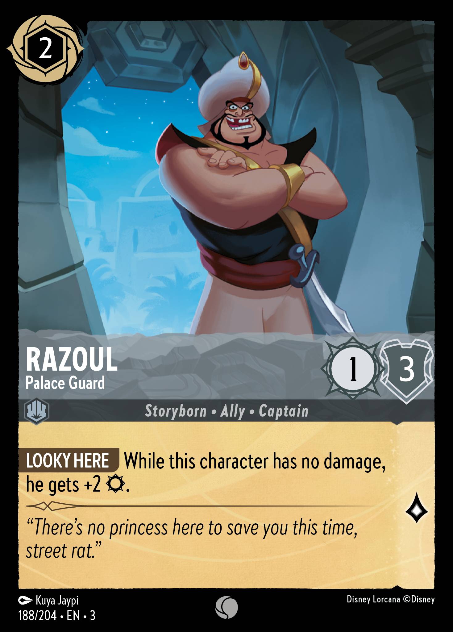 Disney Lorcana Into the Inklands card #188 - Razoul - Palace Guard (Cold Foil)