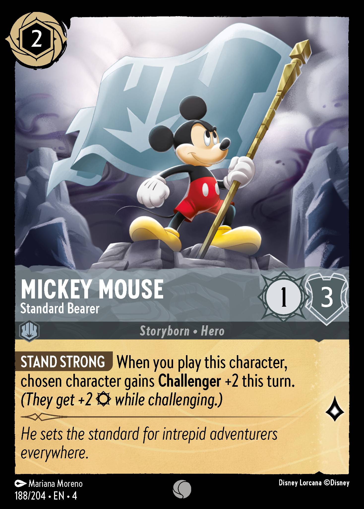 Disney Lorcana Ursula's Return card #188 - Mickey Mouse - Standard Bearer (Cold Foil)