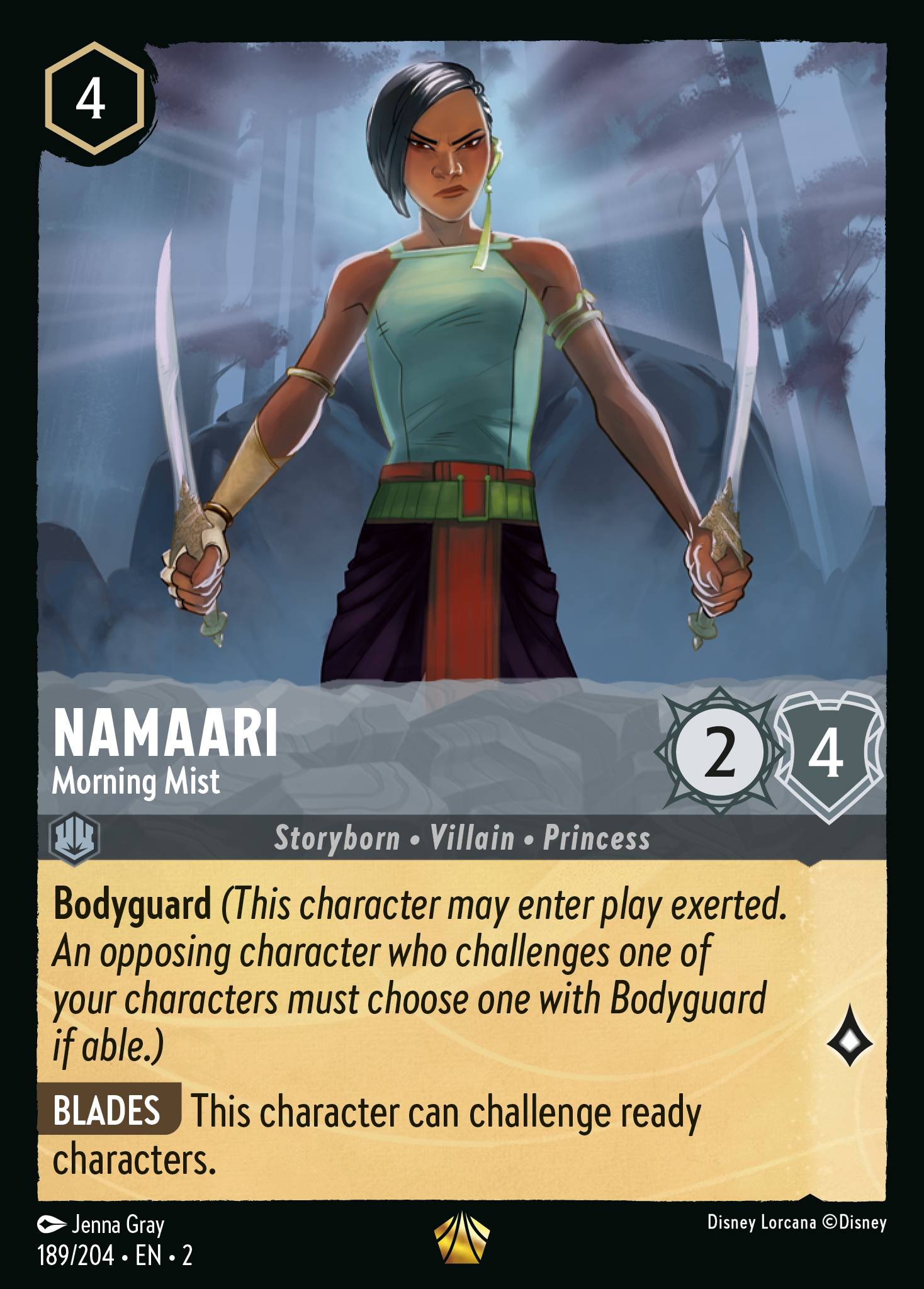 Disney Lorcana Rise of the Floodborn card #189 - Namaari - Morning Mist (Cold Foil)