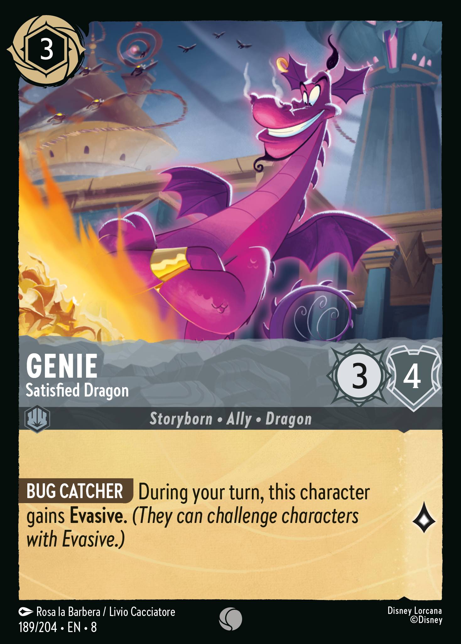 Disney Lorcana The Reign of Jafar card #189 - Genie - Satisfied Dragon (Cold Foil)