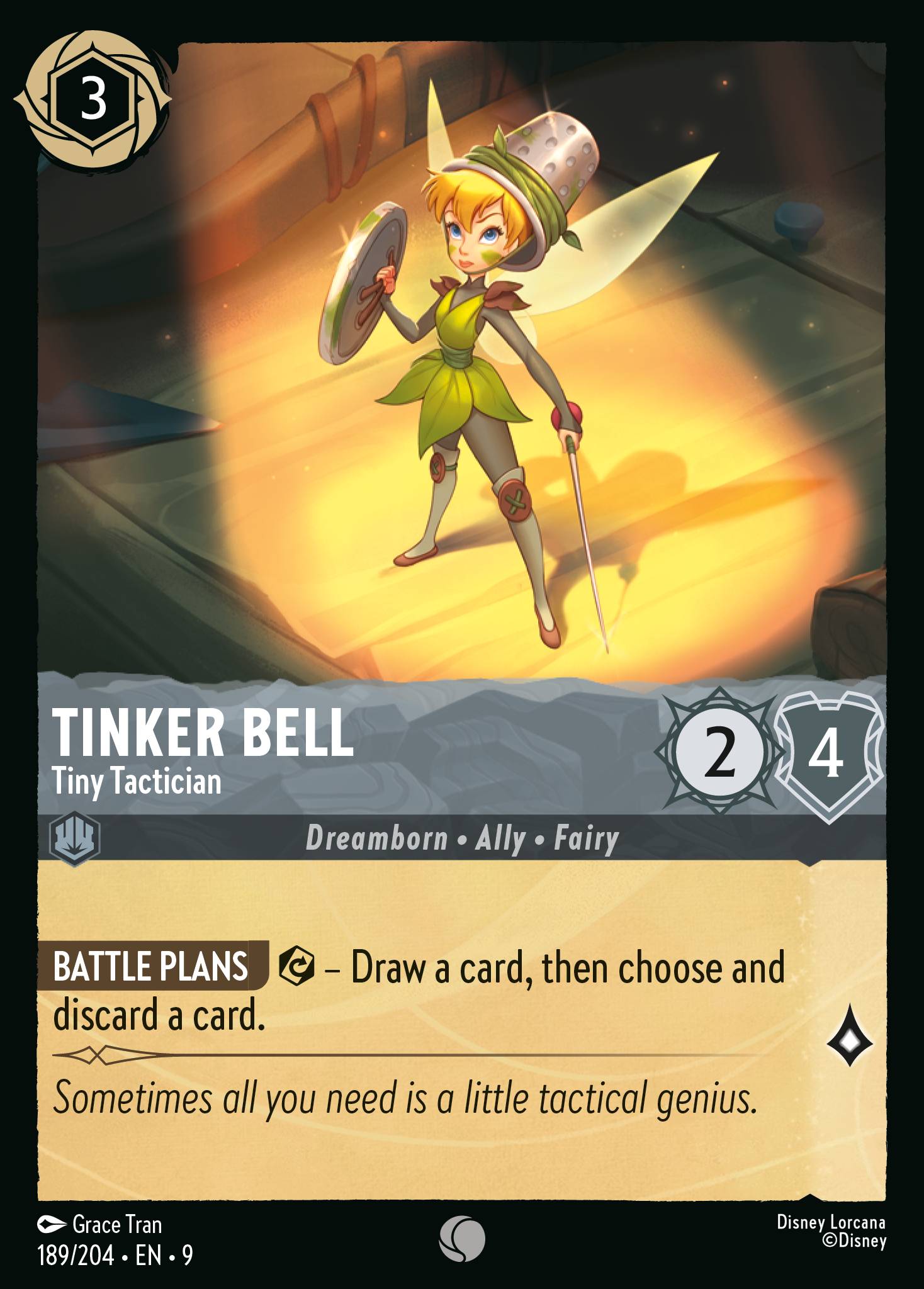 Disney Lorcana Fabled card #189 - Tinker Bell - Tiny Tactician (Non-Foil)