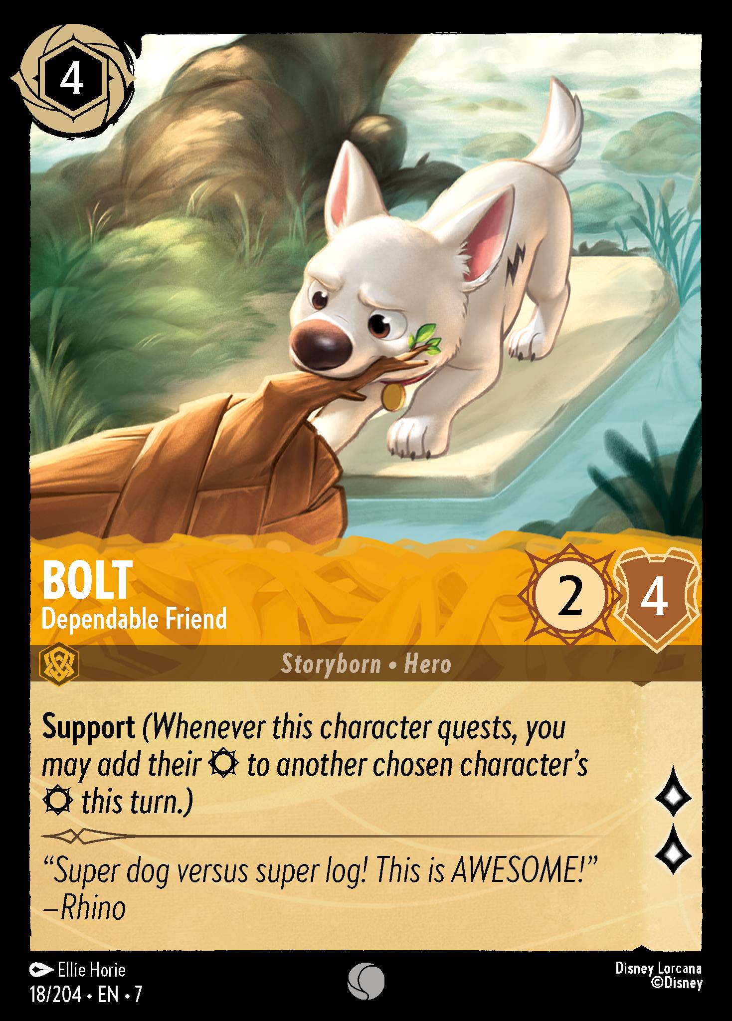 Disney Lorcana Archazia's Island card #18 - Bolt - Dependable Friend (Cold Foil)