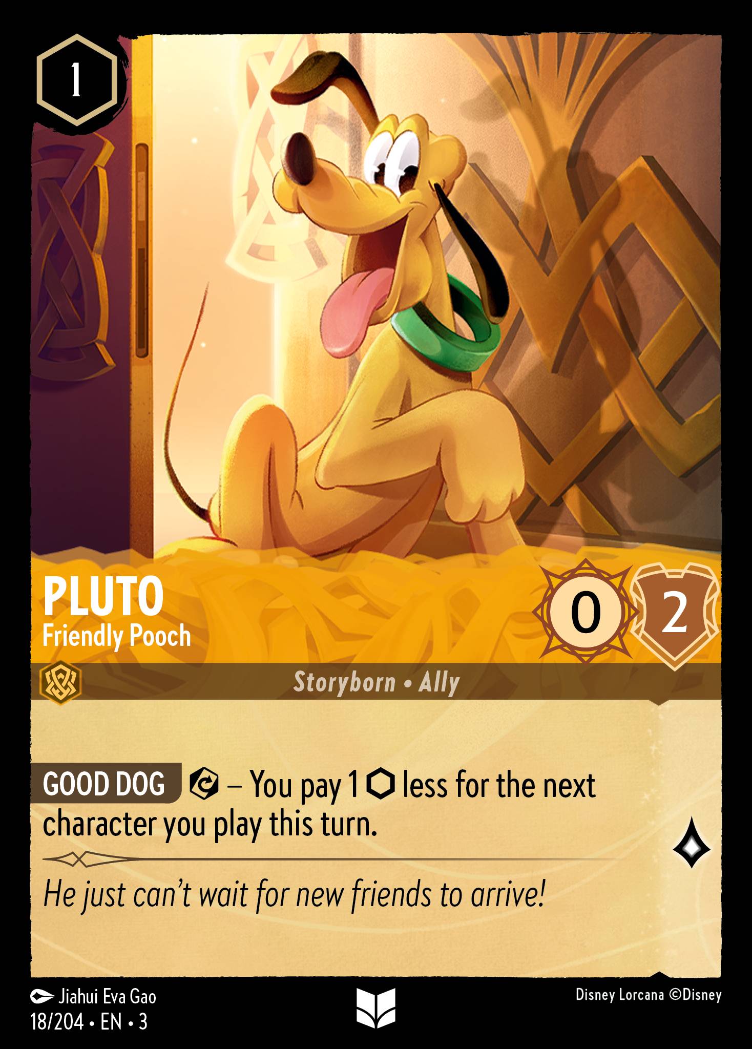 Disney Lorcana Into the Inklands card #18 - Pluto - Friendly Pooch (Cold Foil)