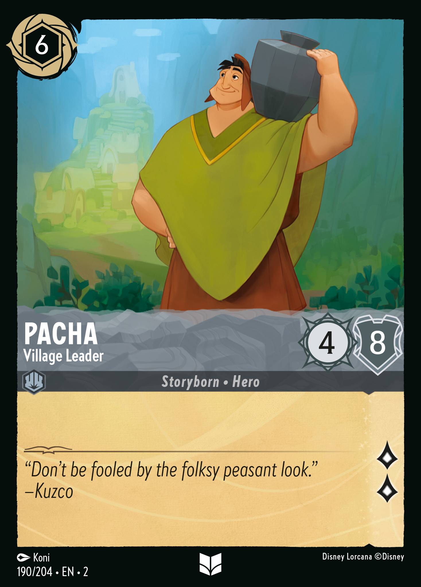 Disney Lorcana Rise of the Floodborn card #190 - Pacha - Village Leader (Cold Foil)