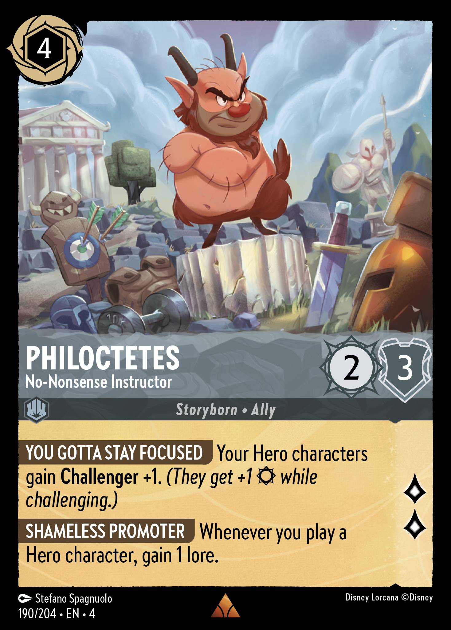 Disney Lorcana Ursula's Return card #190 - Philoctetes - No-Nonsense Instructor (Cold Foil)