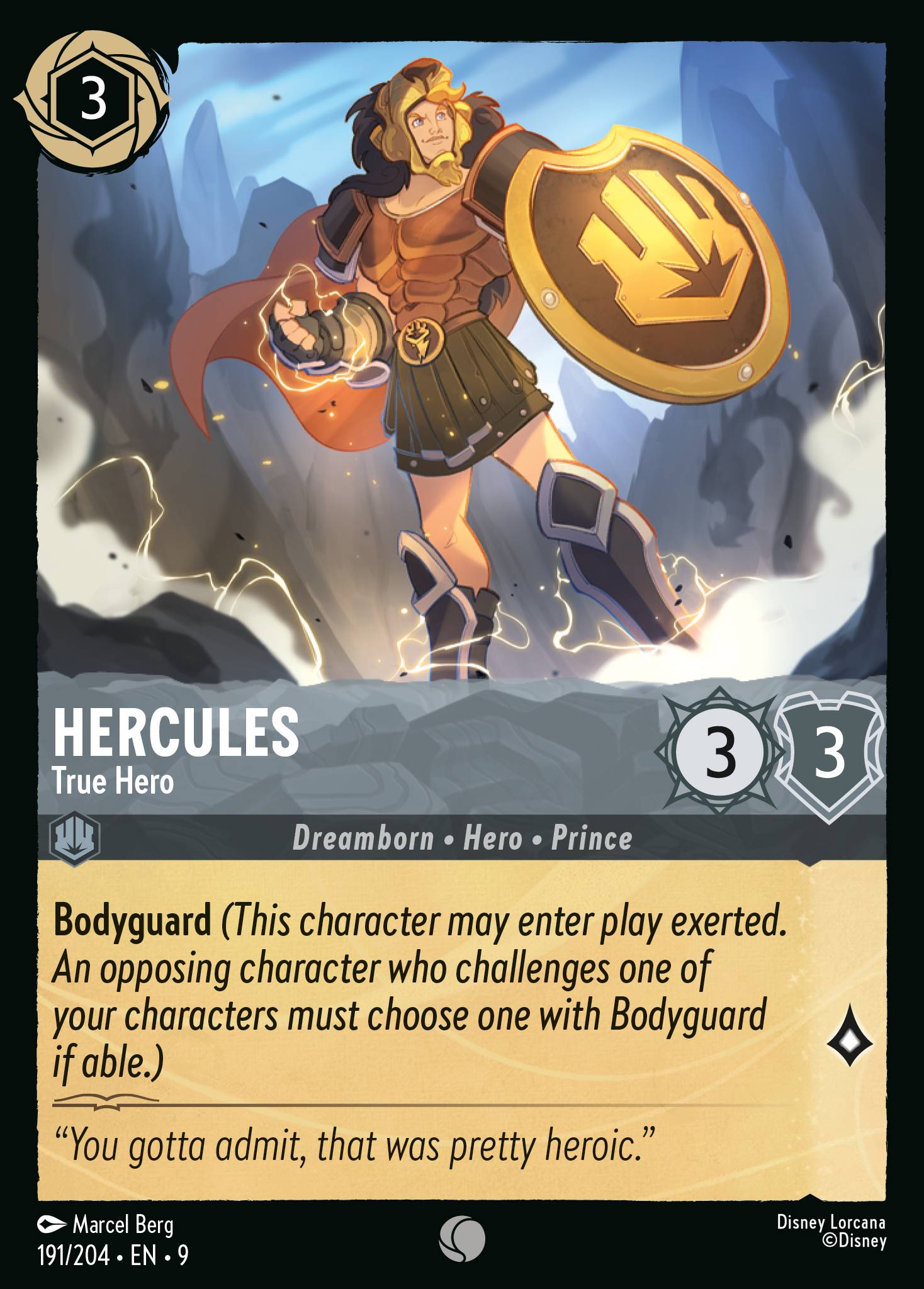Disney Lorcana Fabled card #191 - Hercules - True Hero (Non-Foil)