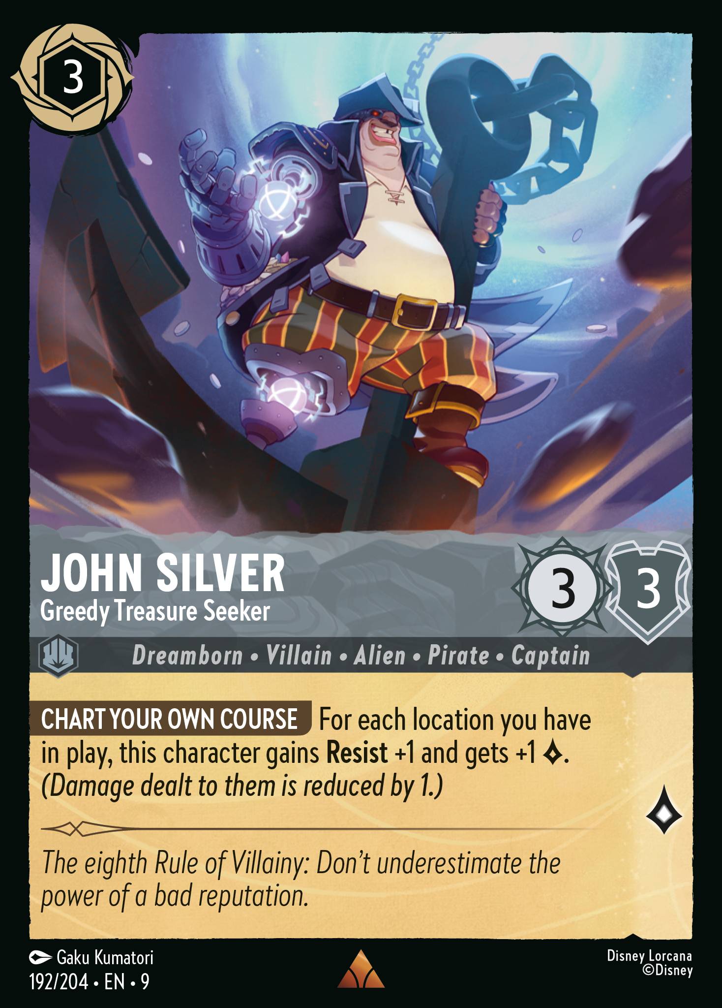 Disney Lorcana Fabled card #192 - John Silver - Greedy Treasure Seeker (Non-Foil)