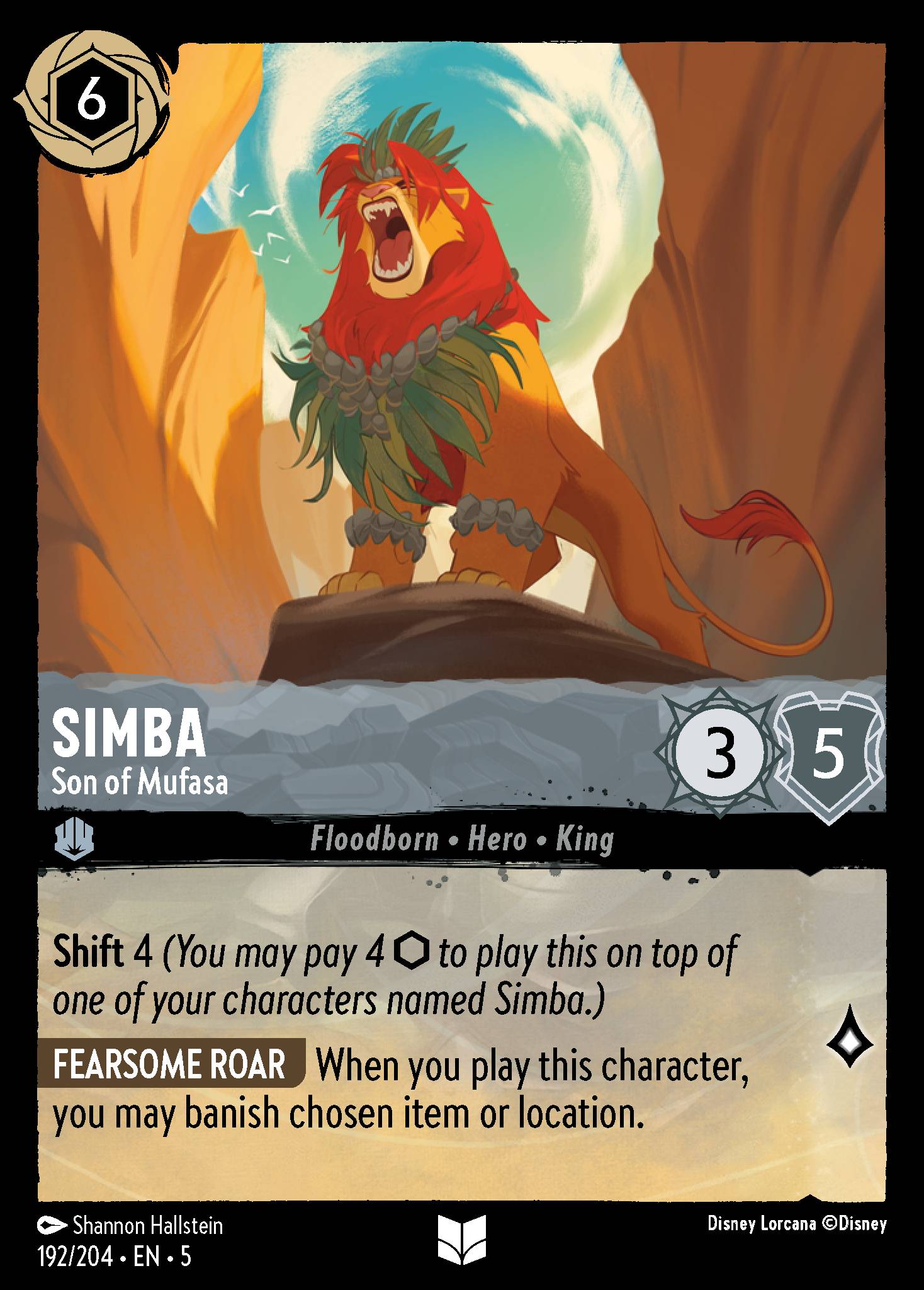 Disney Lorcana Shimmering Skies card #192 - Simba - Son of Mufasa (Cold Foil)