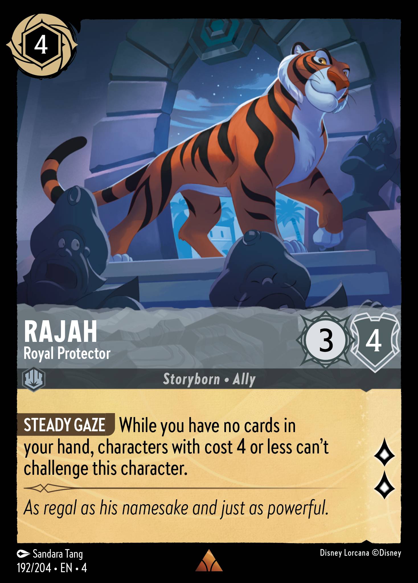 Disney Lorcana Ursula's Return card #192 - Rajah - Royal Protector (Cold Foil)