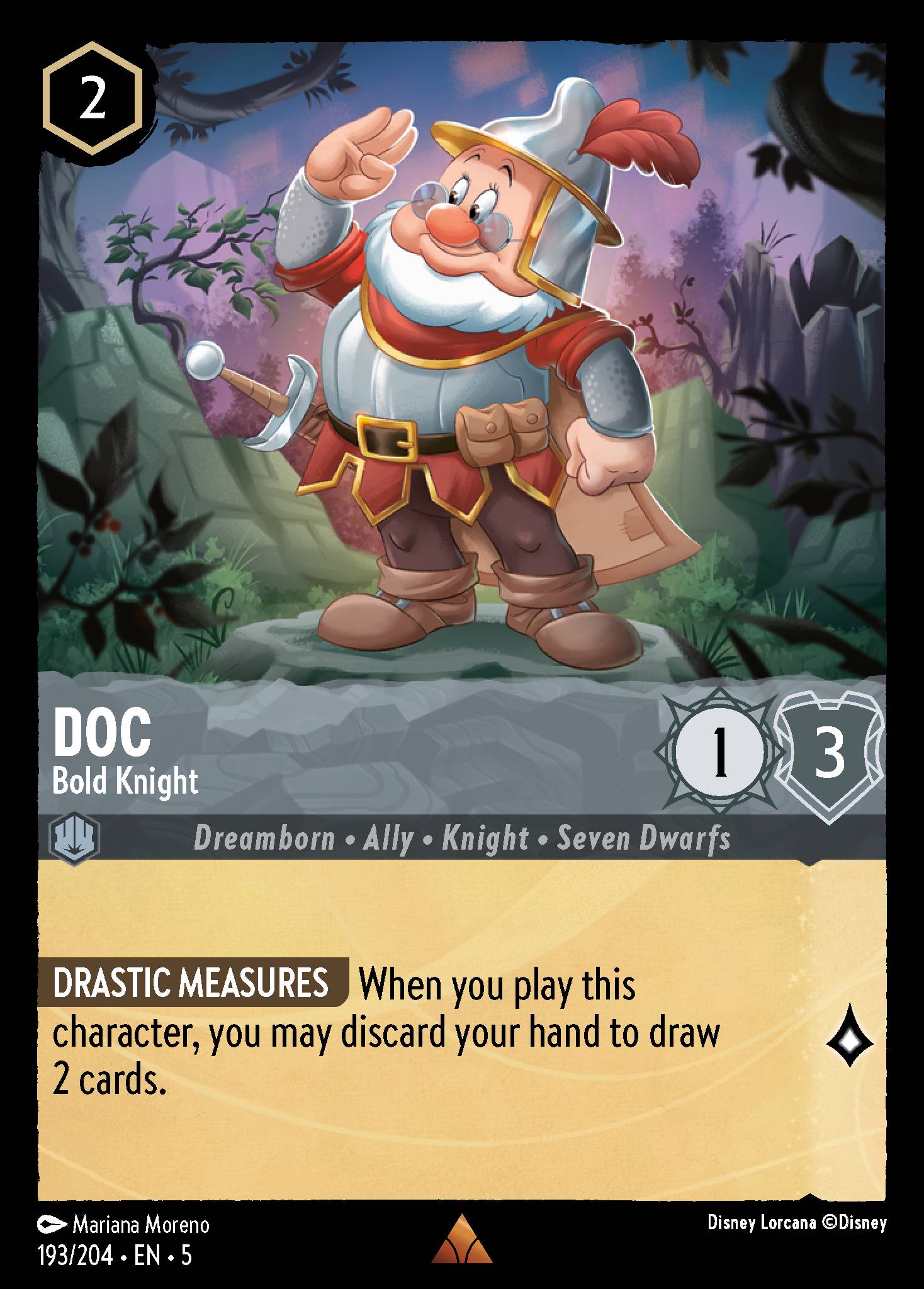 Disney Lorcana Shimmering Skies card #193 - Doc - Bold Knight (Cold Foil)