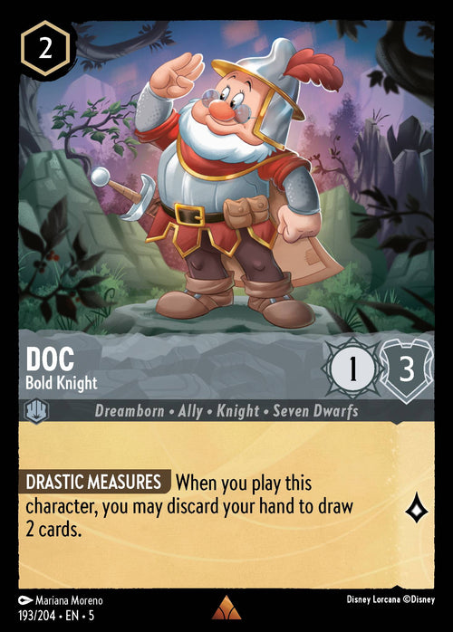 Disney Lorcana Shimmering Skies card #193 - Doc - Bold Knight (Cold Foil)