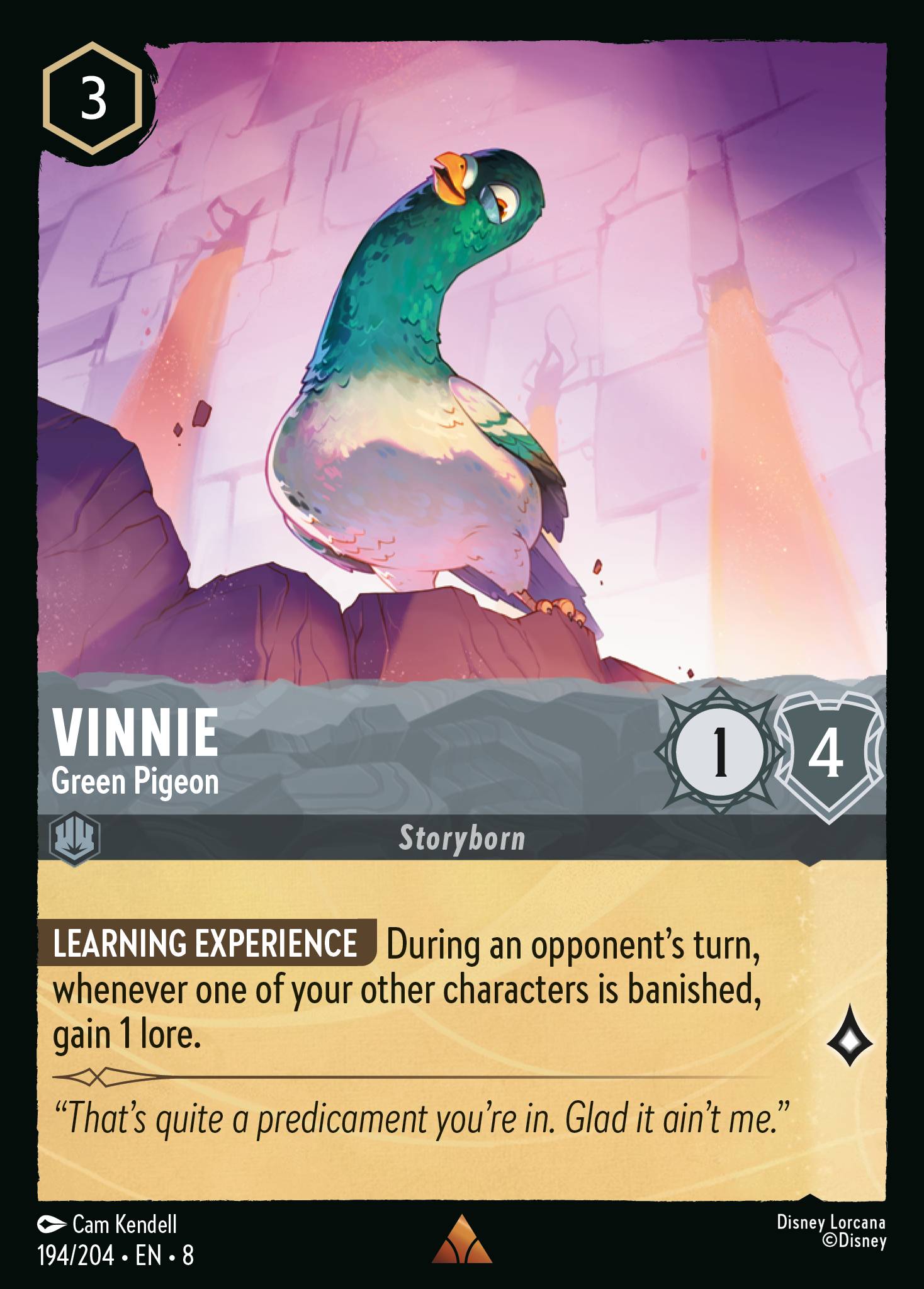 Disney Lorcana The Reign of Jafar card #194 - Vinnie - Green Pigeon (Cold Foil)