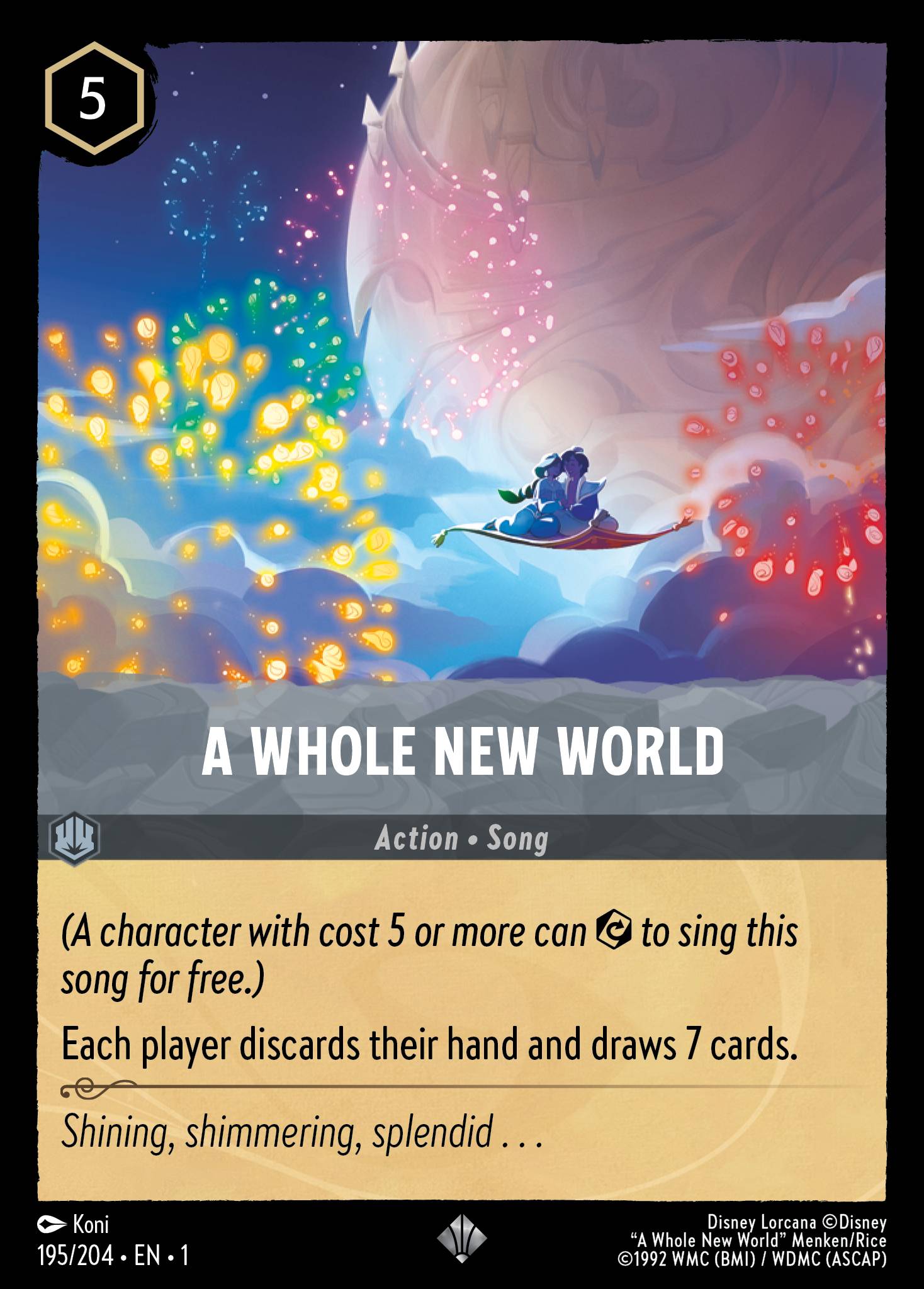 Disney Lorcana The First Chapter card #195 - A Whole New World (Cold Foil)