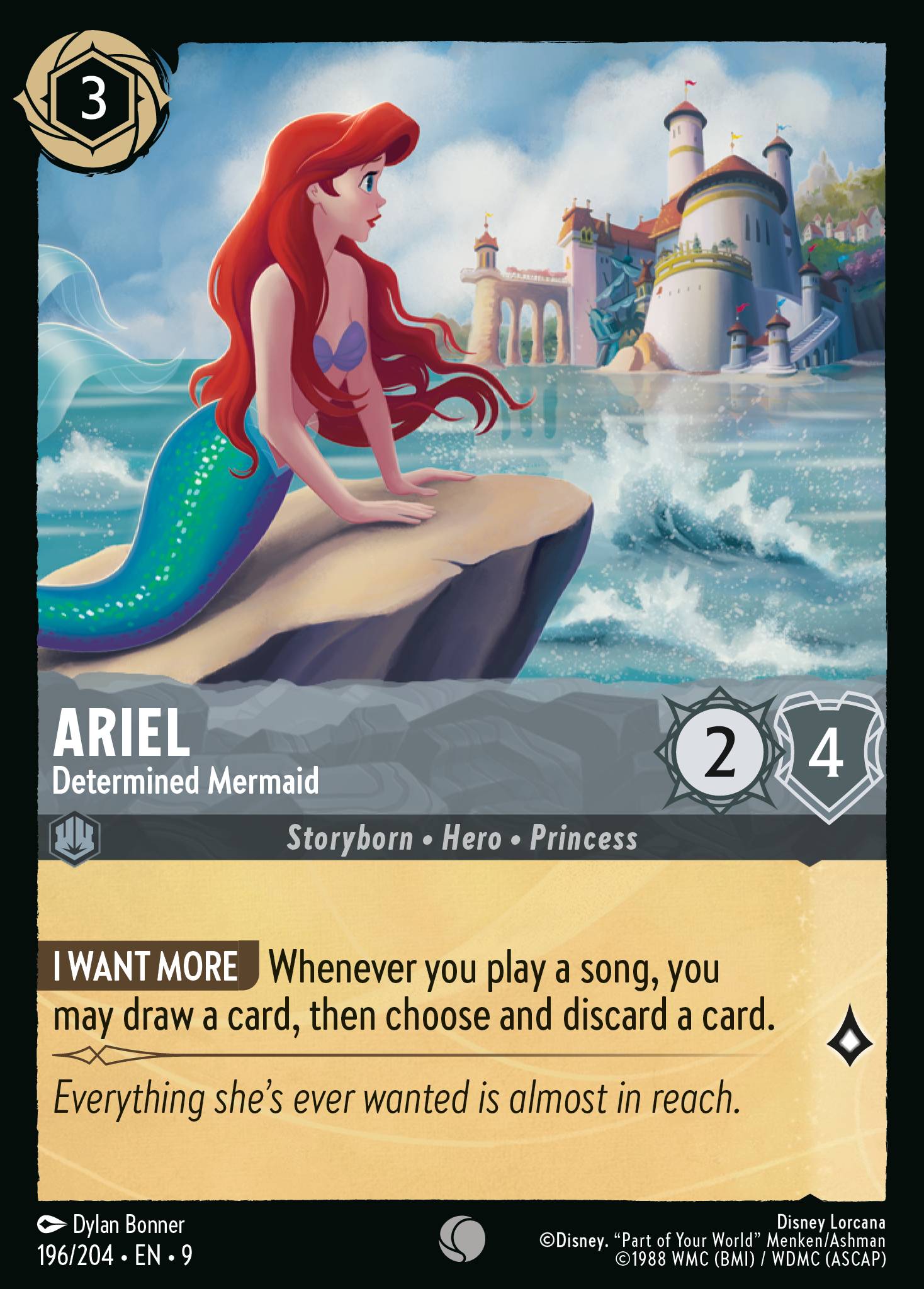 Disney Lorcana Fabled card #196 - Ariel - Determined Mermaid (Non-Foil)