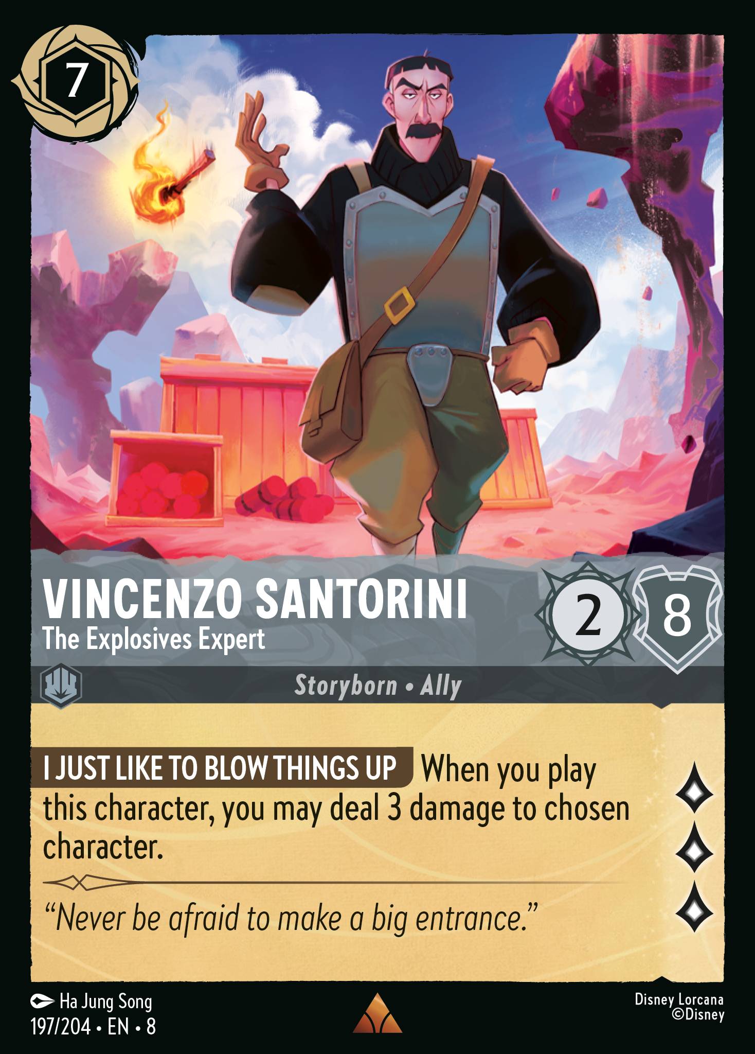 Disney Lorcana The Reign of Jafar card #197 - Vincenzo Santorini - The Explosives Expert (Cold Foil)