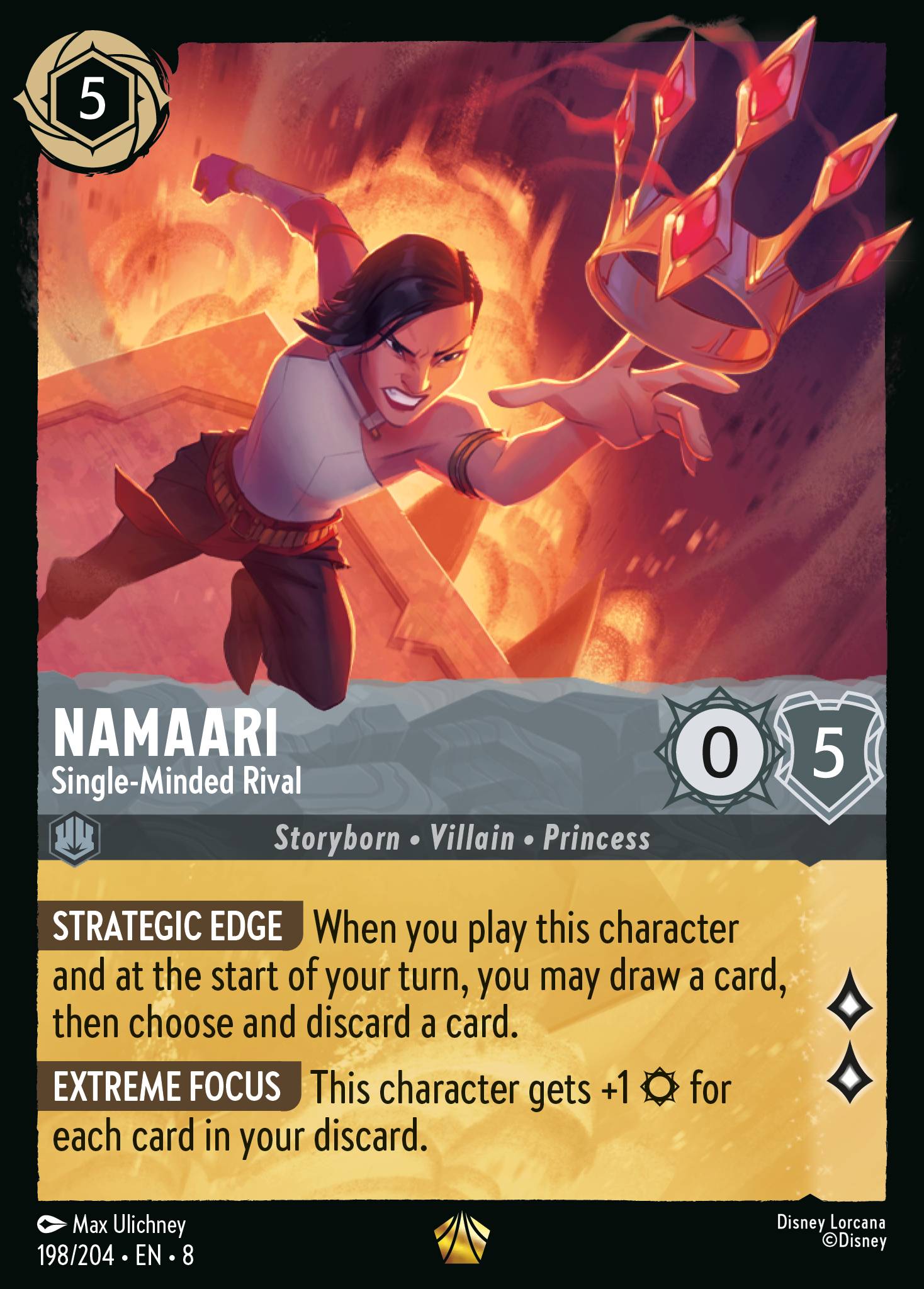 Disney Lorcana The Reign of Jafar card #198 - Namaari - Single-Minded Rival (Cold Foil)