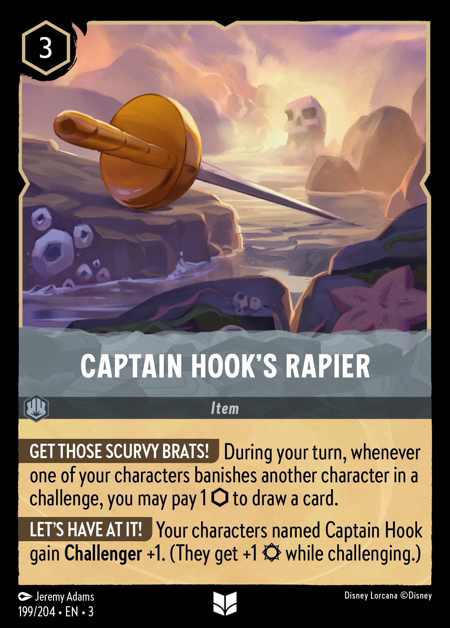Disney Lorcana Into the Inklands card #199 - Captain Hook's Rapier (Cold Foil)