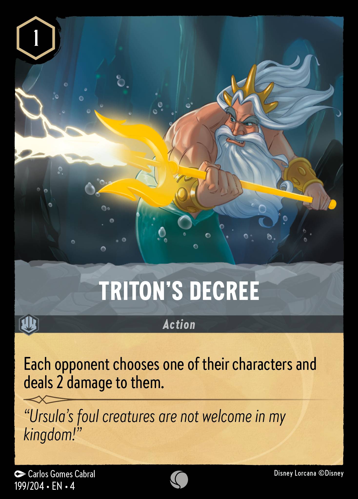 Disney Lorcana Ursula's Return card #199 - Triton's Decree (Cold Foil)