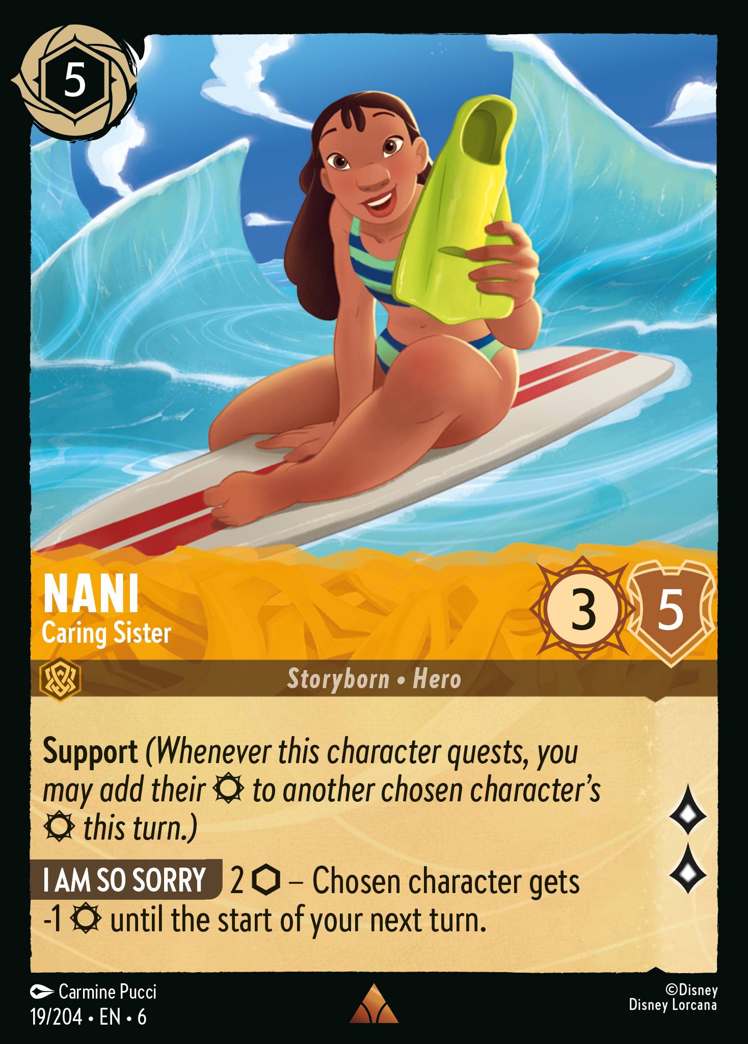 Disney Lorcana Azurite Sea card #19 - Nani - Caring Sister (Cold Foil)