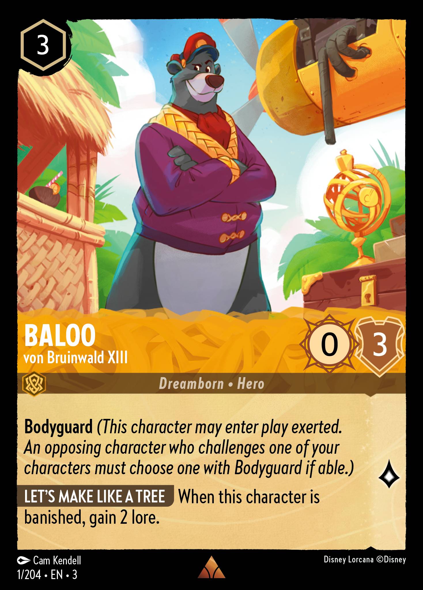 Disney Lorcana Into the Inklands card #1 - Baloo - von Bruinwald XIII (Cold Foil)