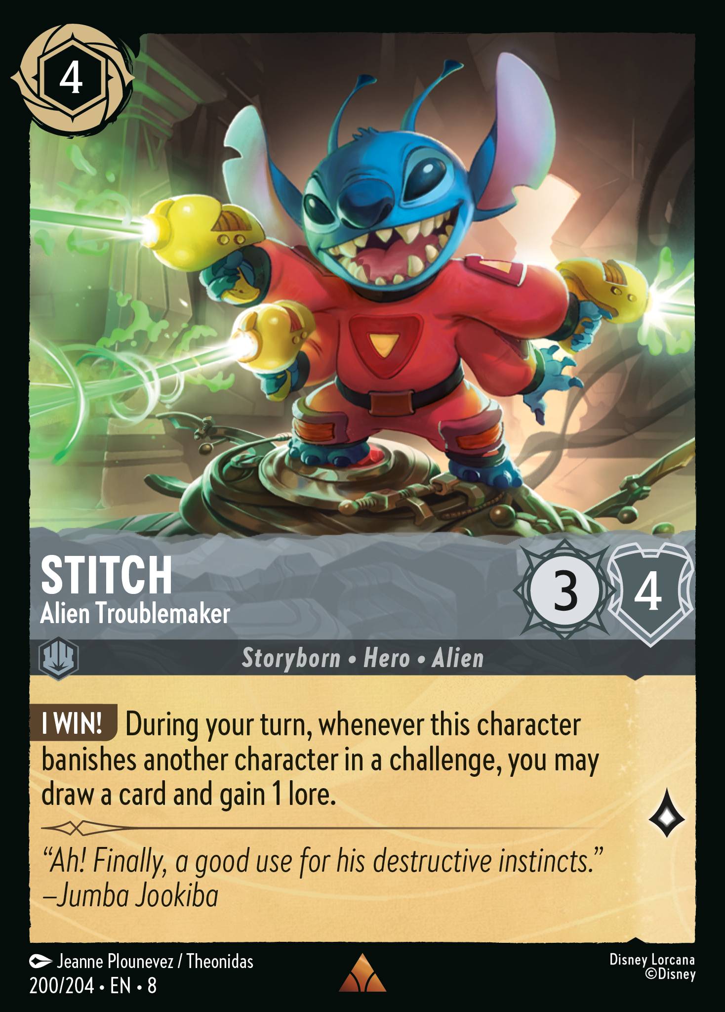 Disney Lorcana The Reign of Jafar card #200 - Stitch - Alien Troublemaker (Cold Foil)
