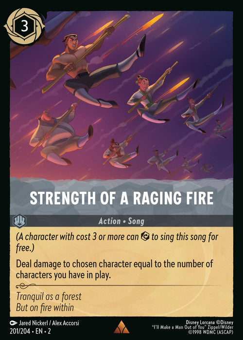 Disney Lorcana Rise of the Floodborn card #201 - Strength of a Raging Fire (Cold Foil)