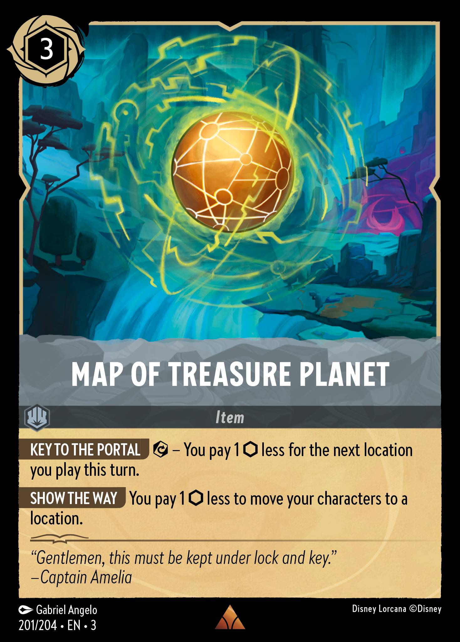 Disney Lorcana Into the Inklands card #201 - Map of Treasure Planet (Cold Foil)