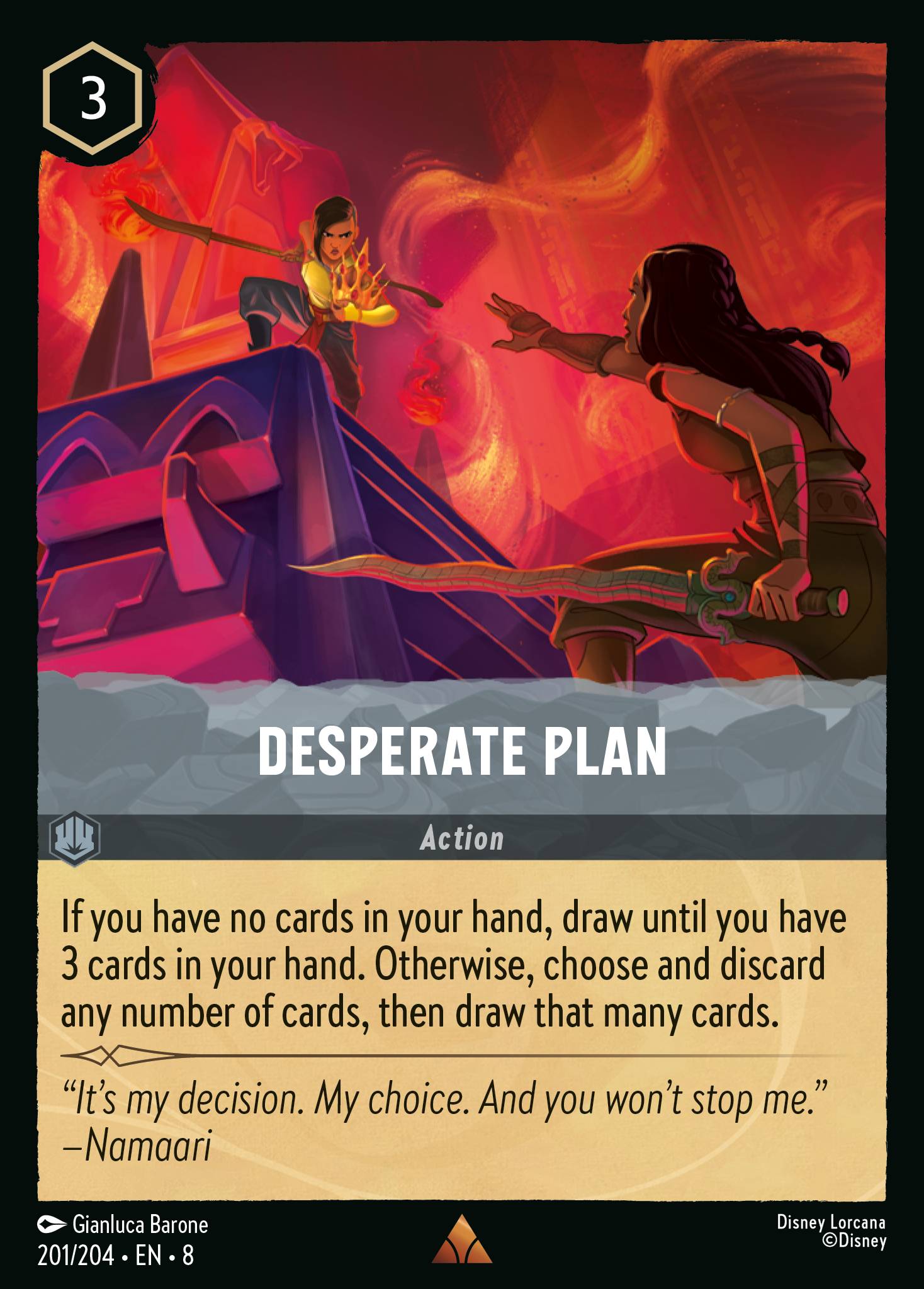 Disney Lorcana The Reign of Jafar card #201 - Desperate Plan (Cold Foil)
