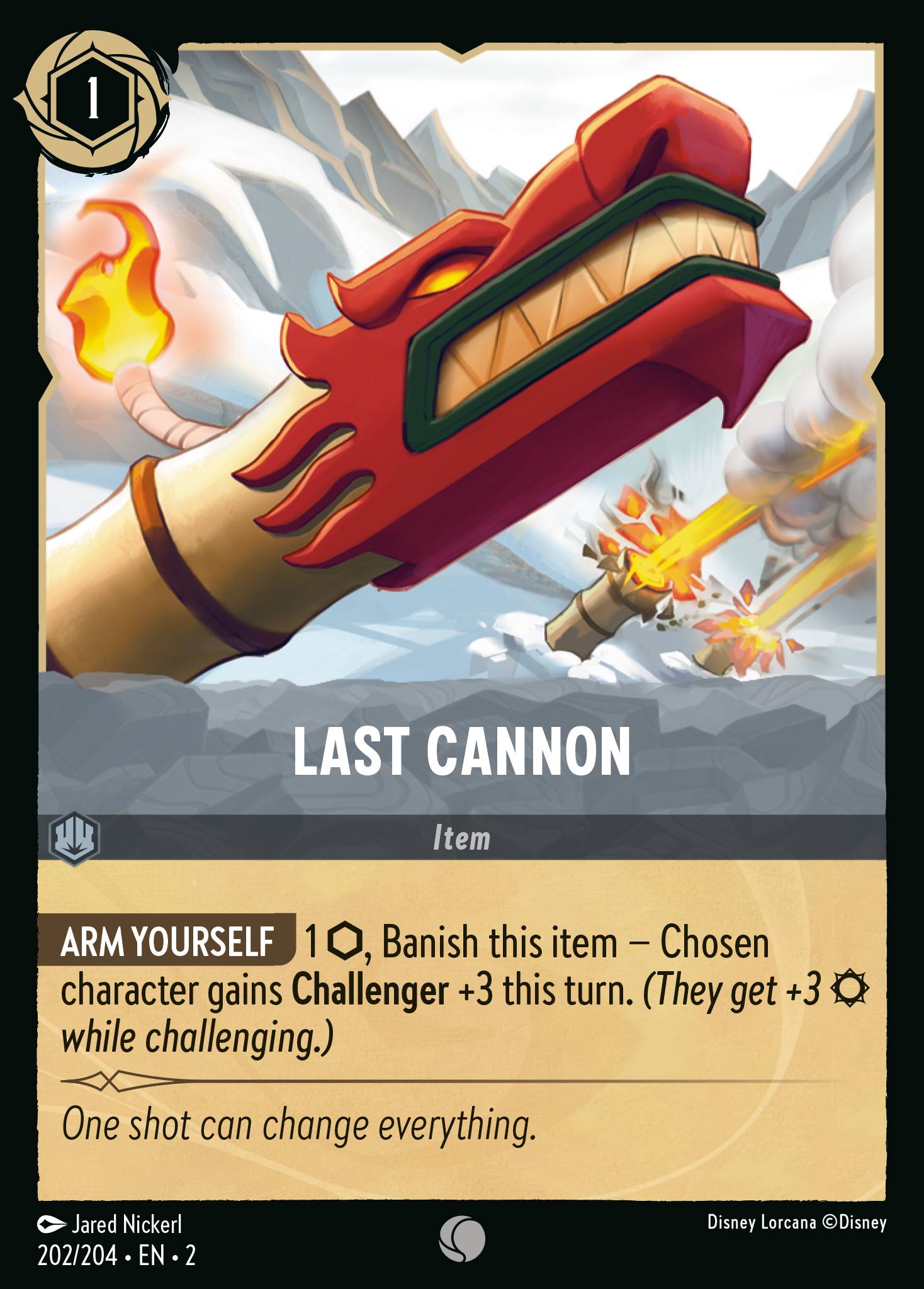 Disney Lorcana Rise of the Floodborn card #202 - Last Cannon (Cold Foil)