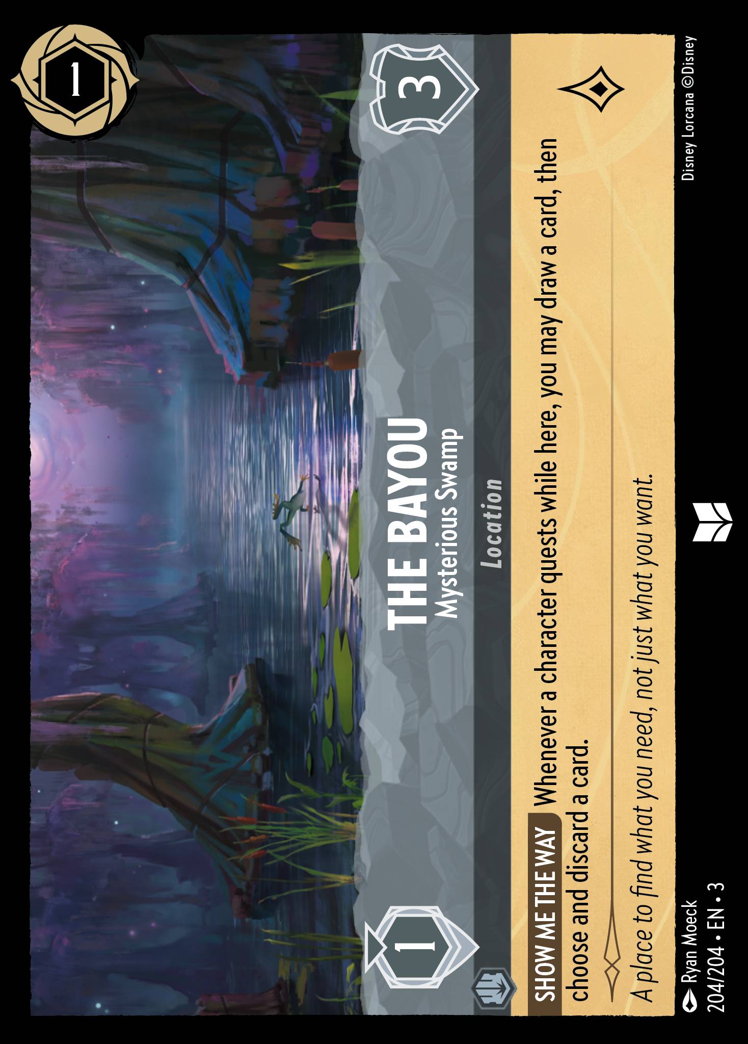 Disney Lorcana Into the Inklands card #204 - The Bayou - Mysterious Swamp (Cold Foil)