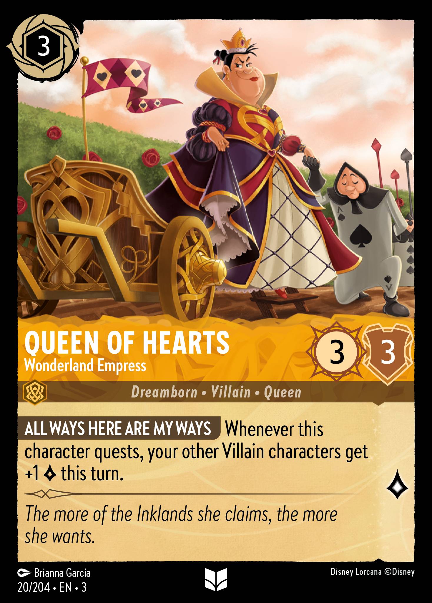 Disney Lorcana Into the Inklands card #20 - Queen of Hearts - Wonderland Empress (Cold Foil)