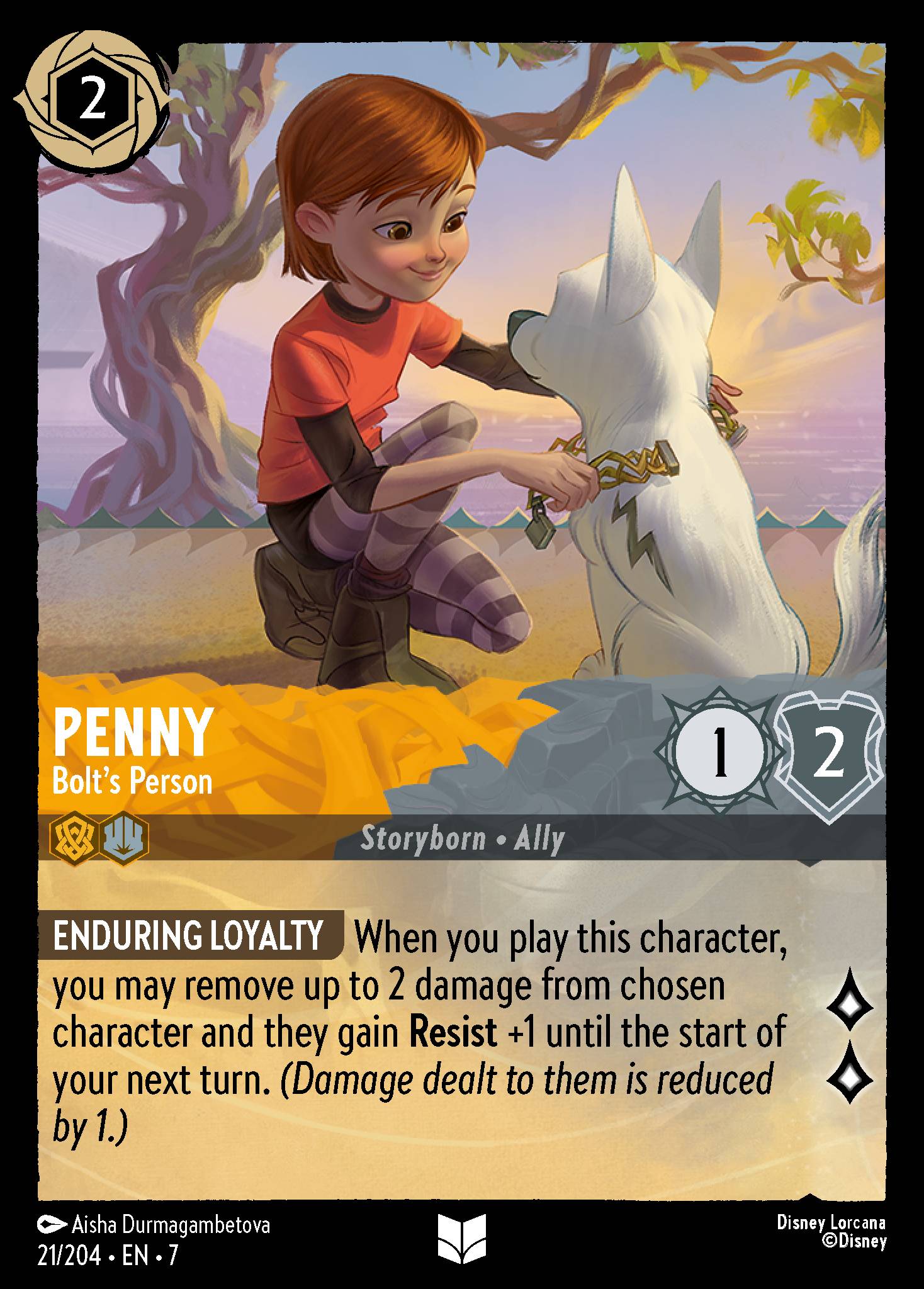 Disney Lorcana Archazia's Island card #21 - Penny - Bolt's Person (Cold Foil)