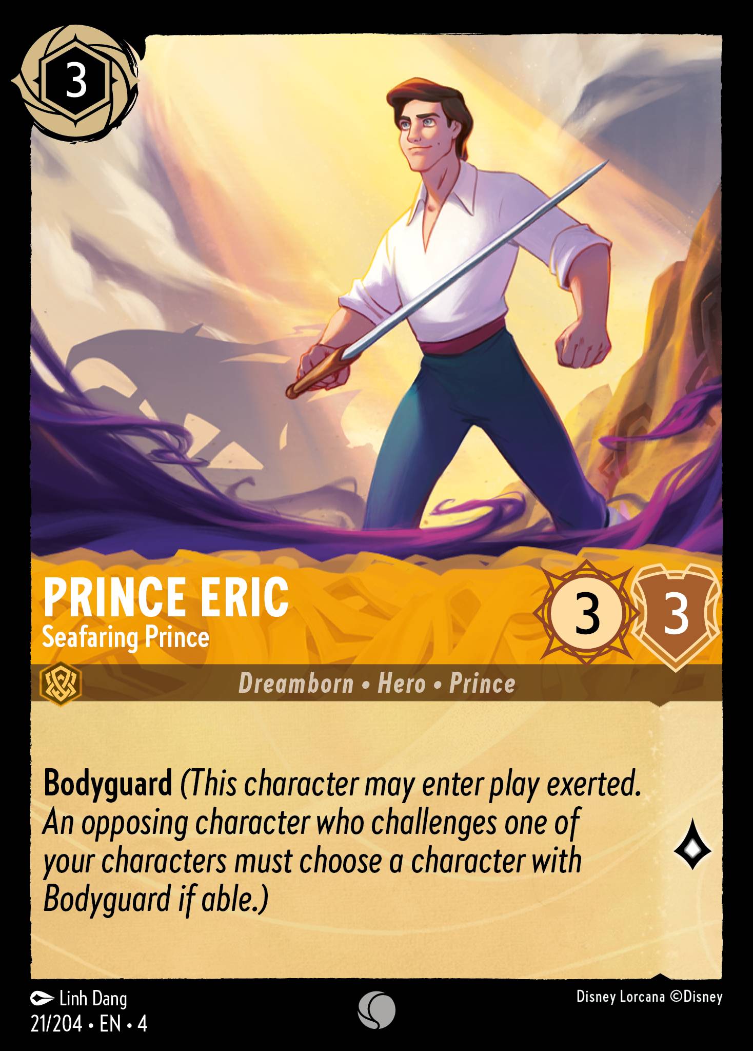Disney Lorcana Ursula's Return card #21 - Prince Eric - Seafaring Prince (Cold Foil)