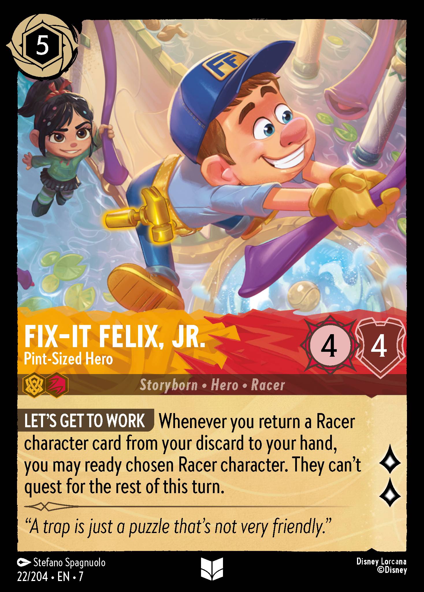 Disney Lorcana Archazia's Island card #22 - Fix-It Felix, Jr. - Pint-Sized Hero (Cold Foil)