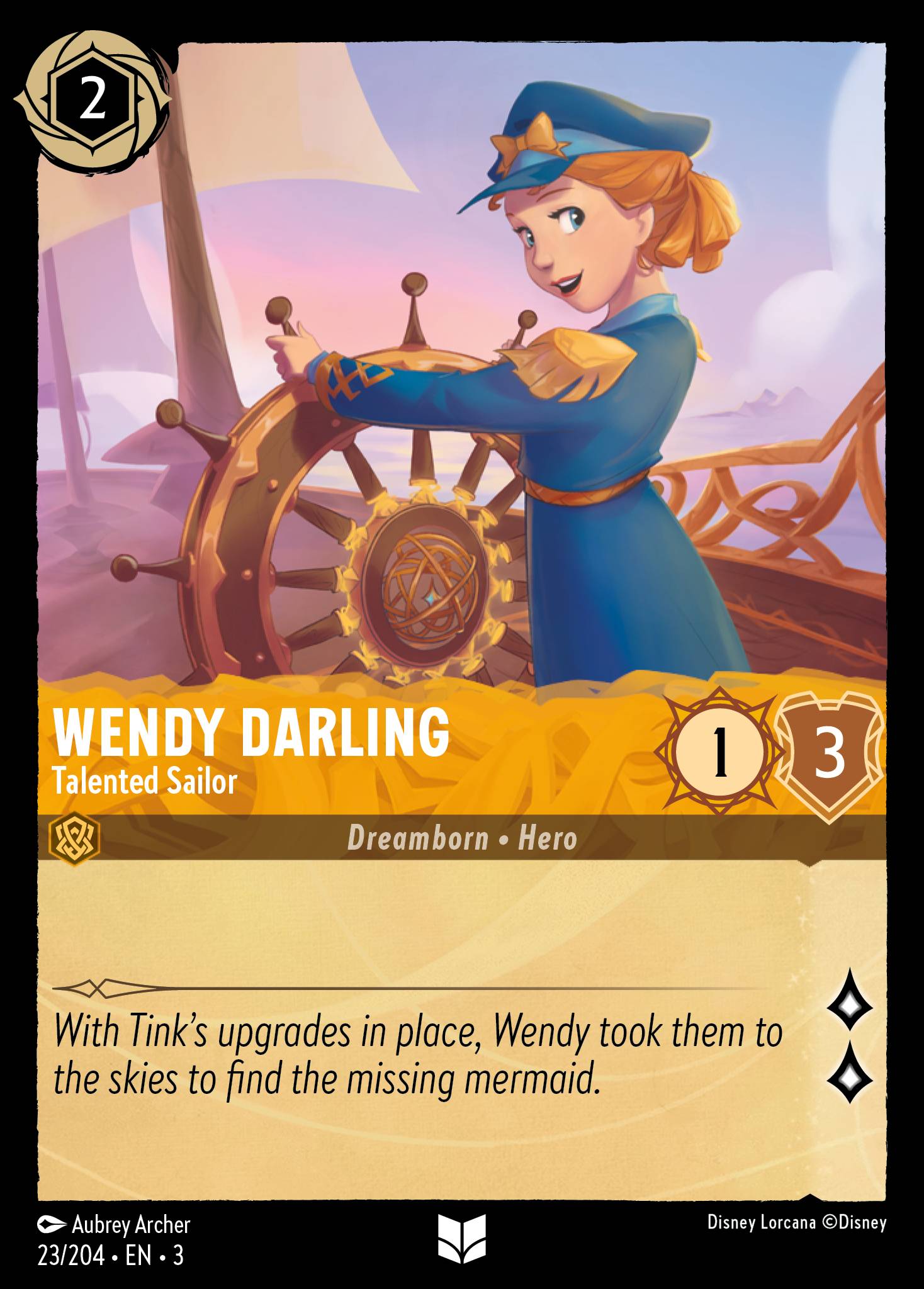 Disney Lorcana Into the Inklands card #23 - Wendy Darling - Talented Sailor (Cold Foil)