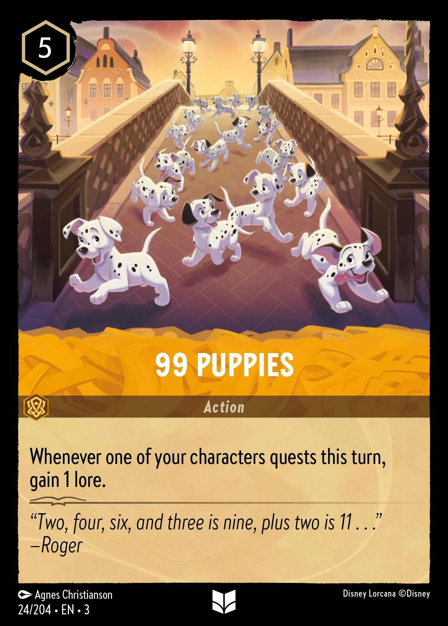 Disney Lorcana Into the Inklands card #24 - 99 Puppies (Cold Foil)