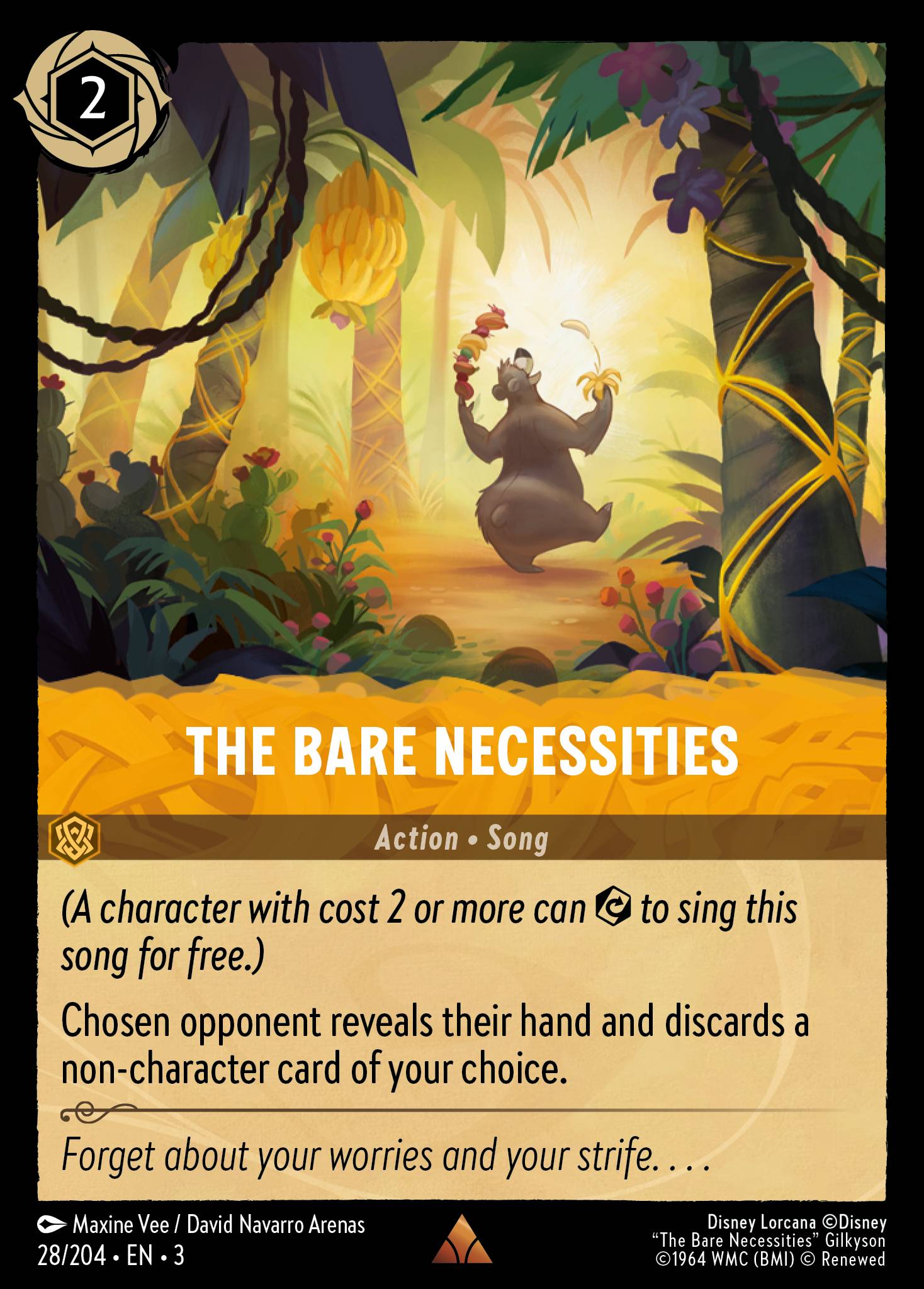 Disney Lorcana Into the Inklands card #28 - The Bare Necessities (Cold Foil)