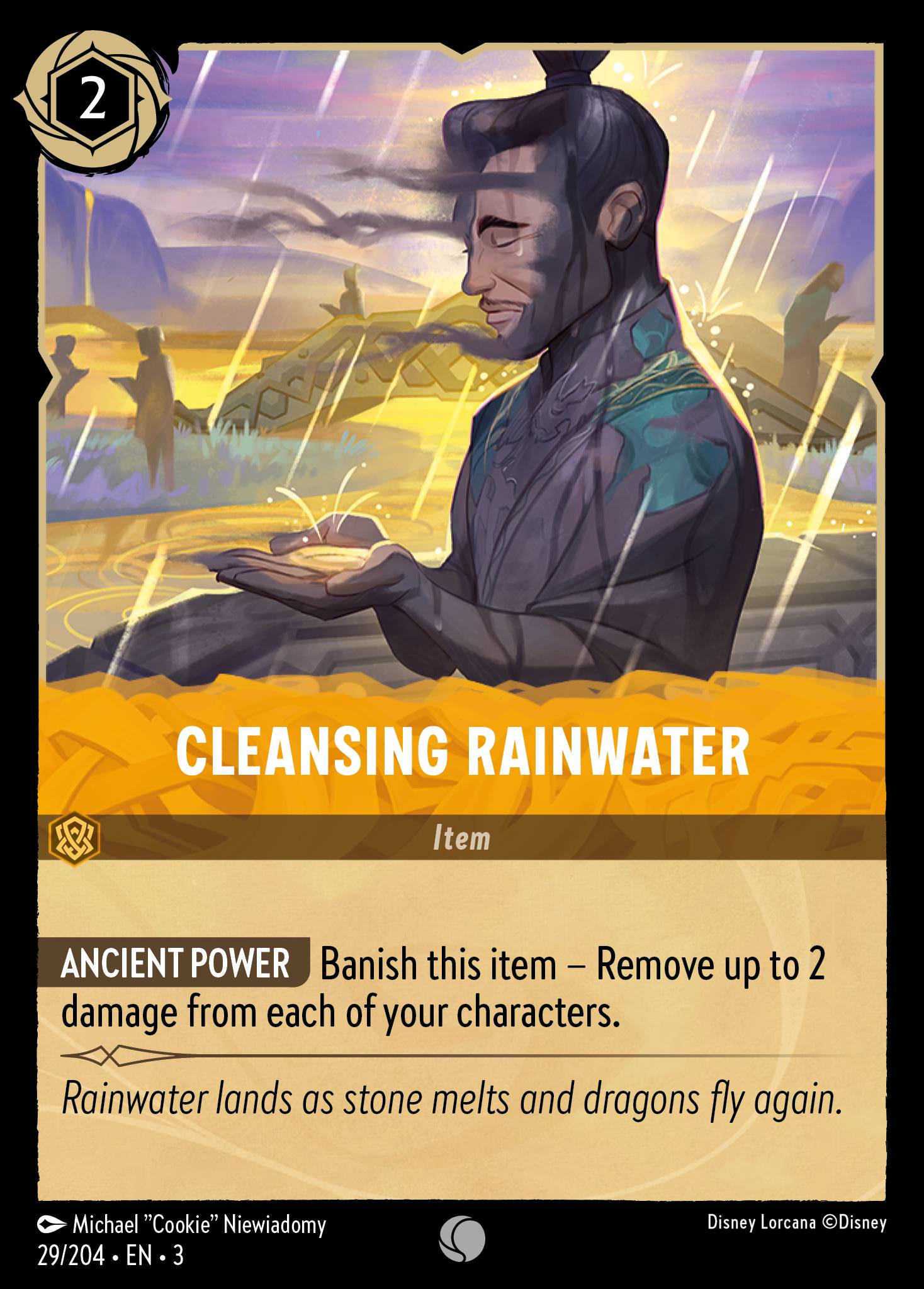 Disney Lorcana Into the Inklands card #29 - Cleansing Rainwater (Cold Foil)