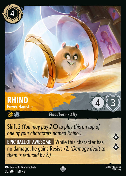 Disney Lorcana The Reign of Jafar card #30 - Rhino - Power Hamster (Cold Foil)